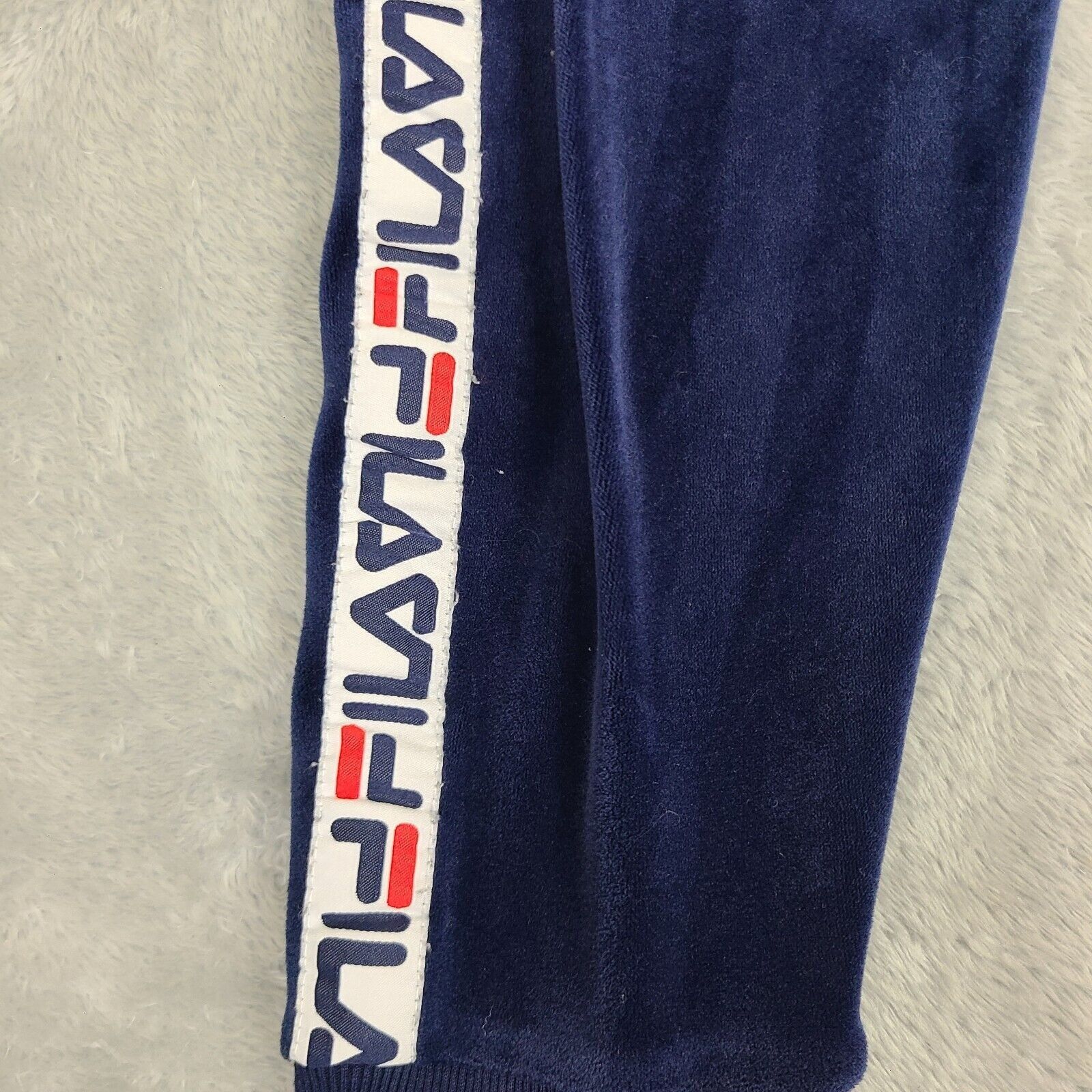 Fila Fila Joggers Women’s Small Navy Blue Velour Velvet Logo Swea Size 29" - 2 Thumbnail