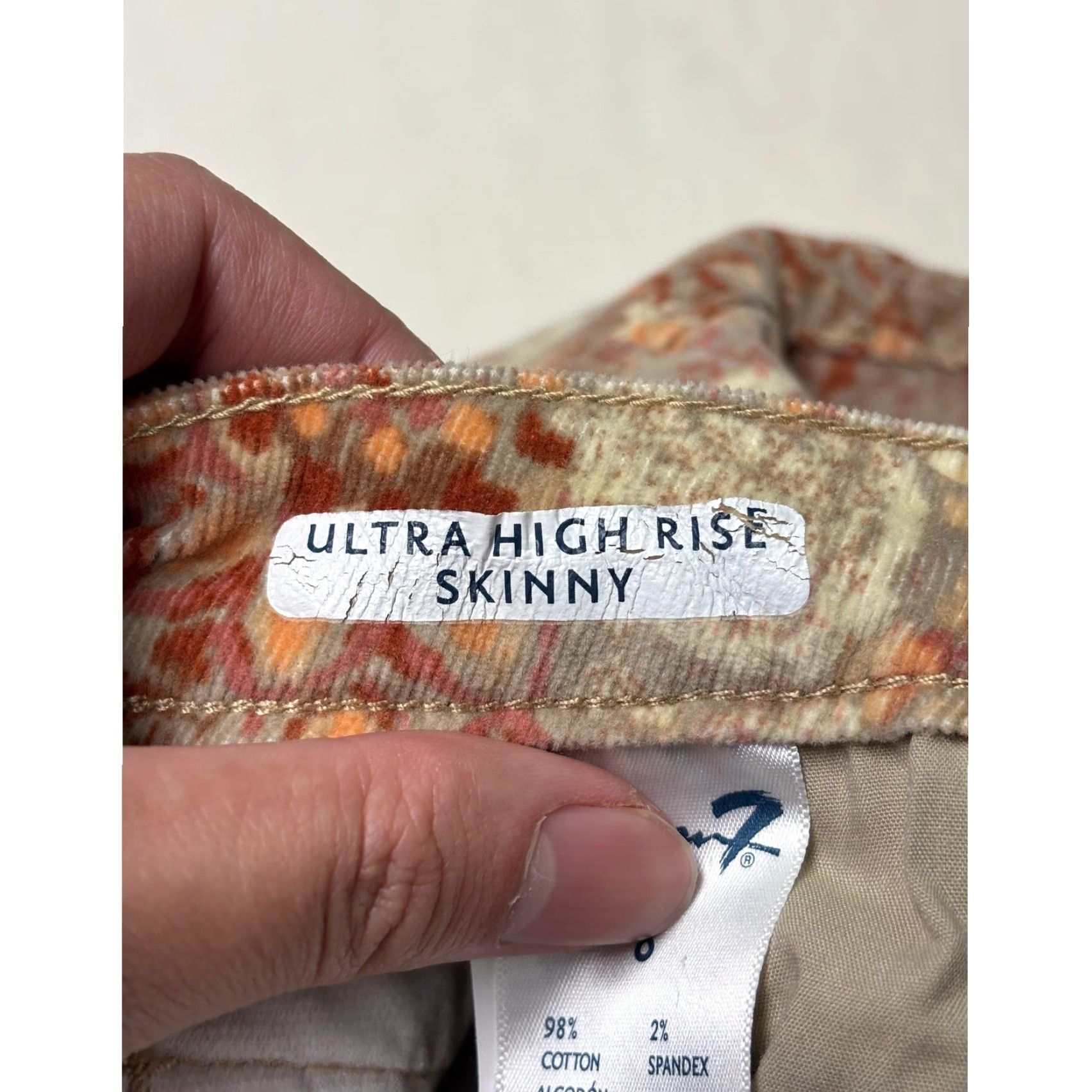 Vintage VINTAGE Seven7 Seven 7 Ultra High Rise Skinny Corduroy Pants Toile Flower Latte Floral W30 L28 Women Regular Size 28" / US 6 / IT 42 - 6 Thumbnail
