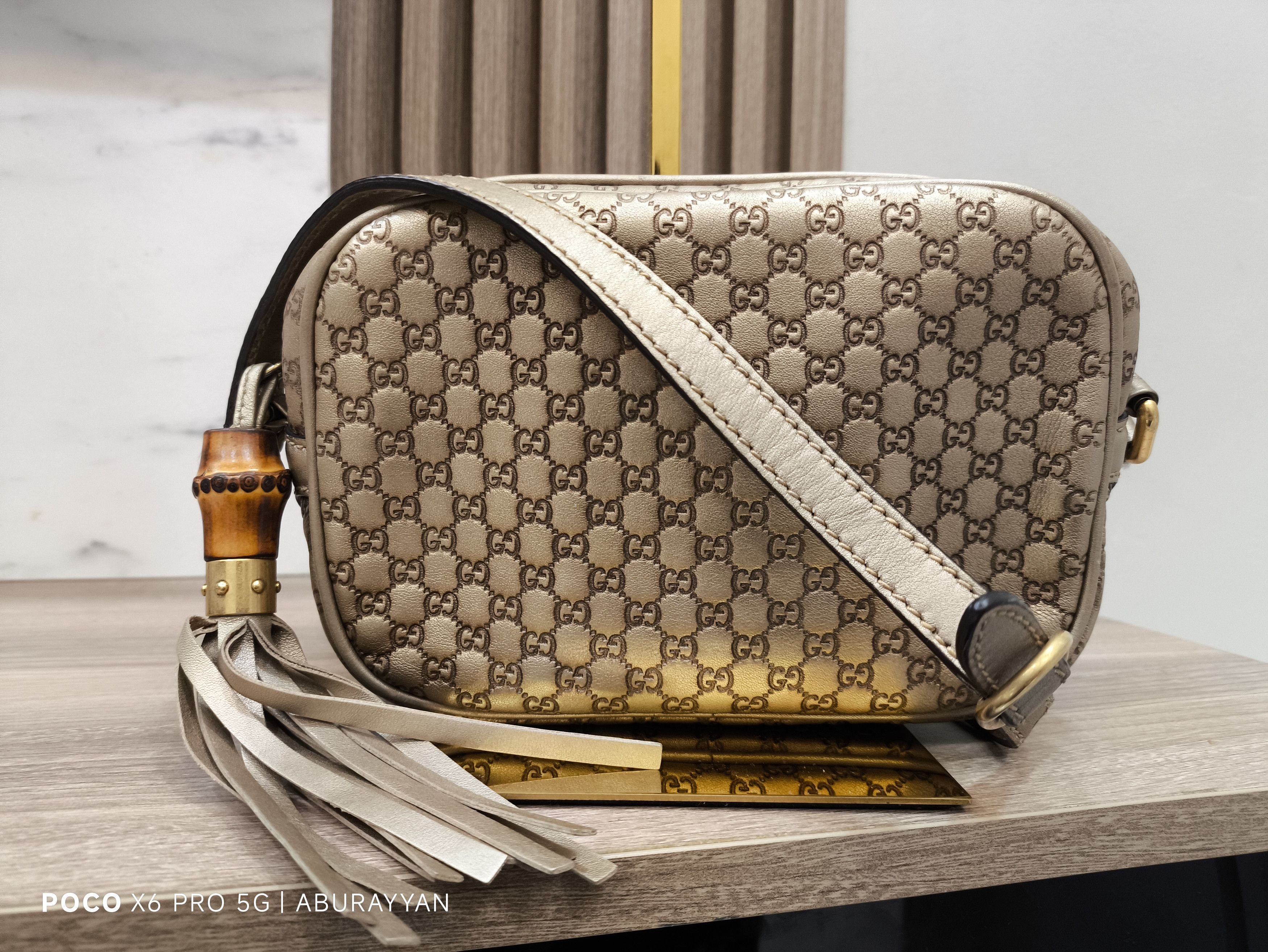 Gucci Gucci Metallic Gold Microguccissima Disco Crossbody Bag Size ONE SIZE - 1 Thumbnail