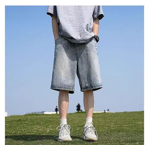Japanese Brand Light Blue High Street Vintage Loose Fit Denim Shorts Size US 33 - 1 Thumbnail