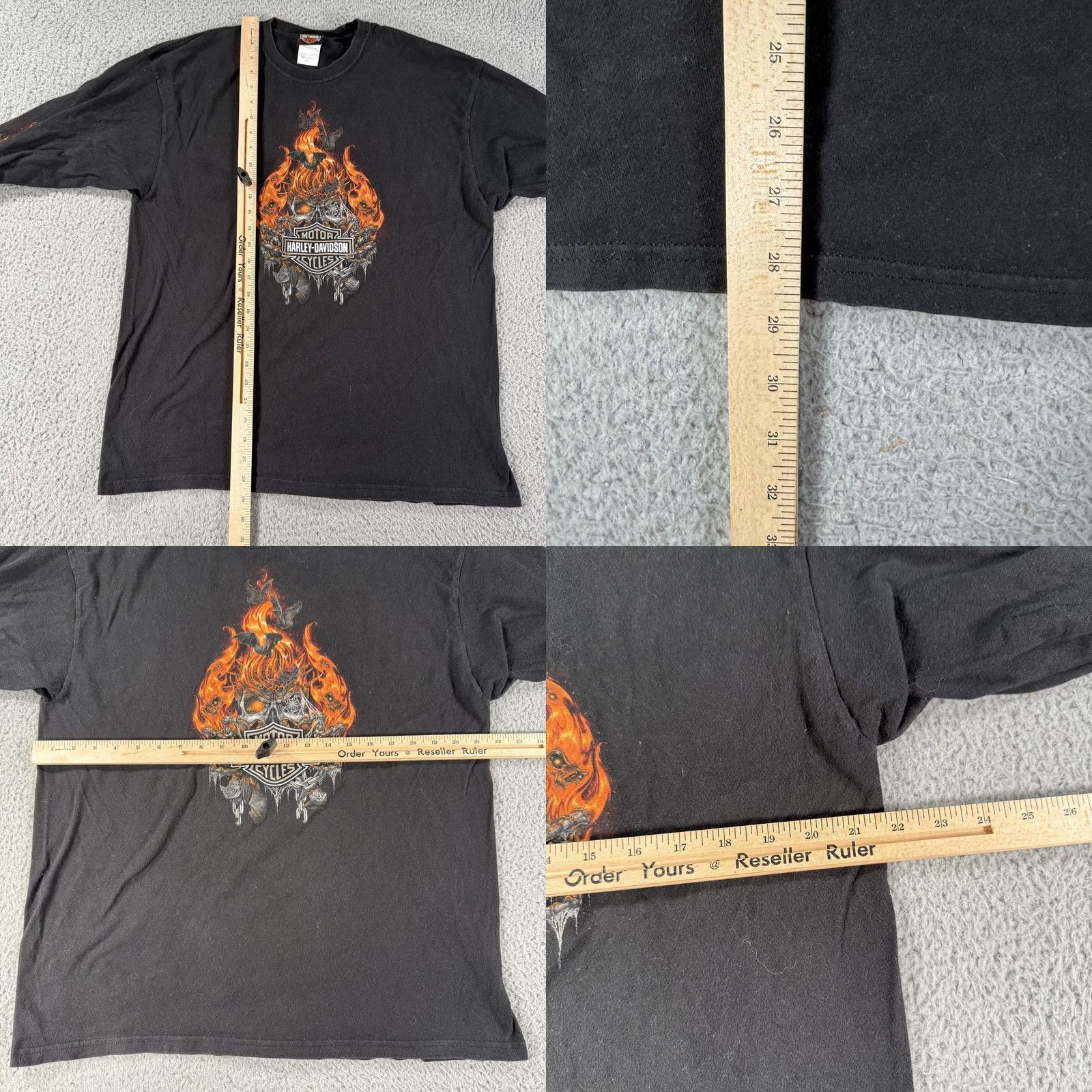 Harley Davidson Harley-Davidson Shirt Mens XL Black Long Sleeve Flames Skulls Panama City Beach Graphic Print Crew Neck Front Back Limited Edition VINTAGE? Size US XL / EU 56 / 4 - 8 Thumbnail