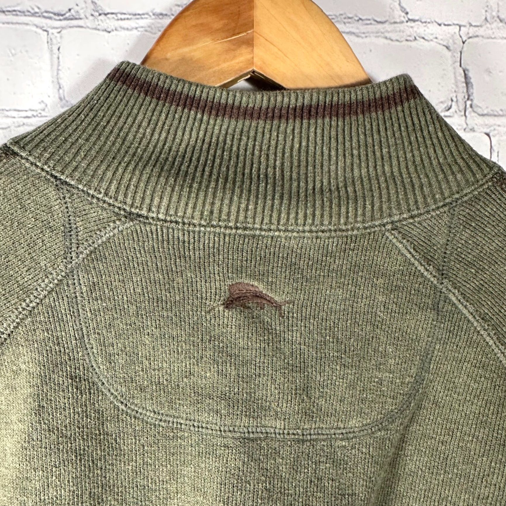 Tommy Bahama Tommy Bahama Sweater Mens L Green Brown Reversible Full Zip Mock Neck Marlin Logo Size US L / EU 52-54 / 3 - 3 Thumbnail