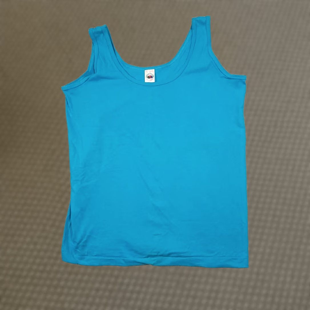 Fruit Of The Loom VINTAGE Fruit of the Loom Tank Top Blue 100% Cotton Large USA Women’s 90s 80s Tank Shirt Sleeveless Knit Crew Neck T-Shirt Size L / US 10 / IT 46 - 1 Thumbnail