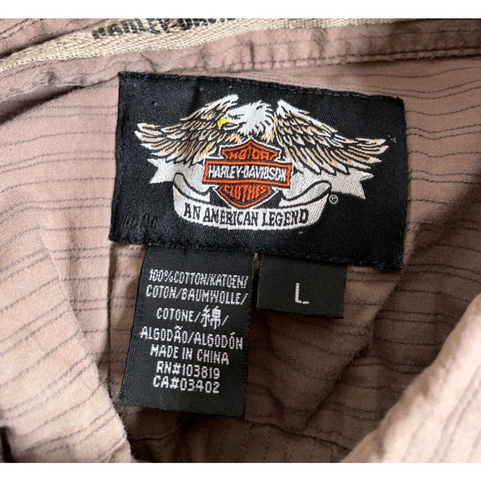 Harley Davidson VINTAGE Harley-Davidson Button-Up Shirt Men Large Long Sleeve Cotton Brown Striped Logo Biker Motorcycle Size US L / EU 52-54 / 3 - 3 Thumbnail
