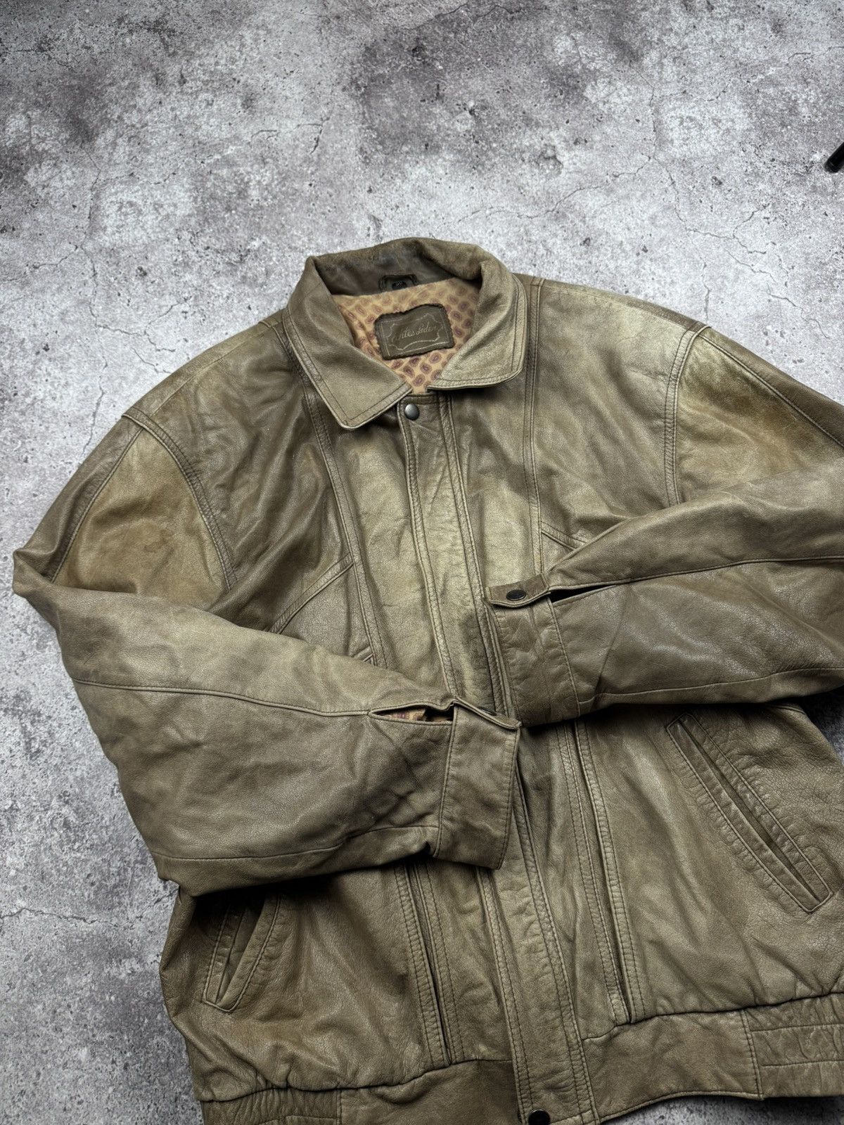 Japanese Brand Vintage Kapital Style Faded Distressed Bomber Leather Jacket Size US M / EU 48-50 / 2 - 8 Thumbnail
