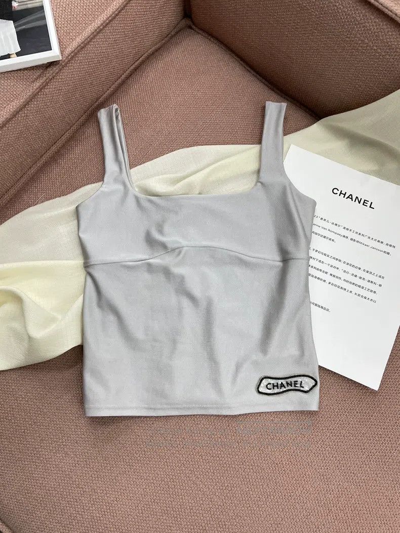 Chanel Chanel Grey letter sequin strap vest Size XXS / US 00 / IT 34 - 1 Thumbnail