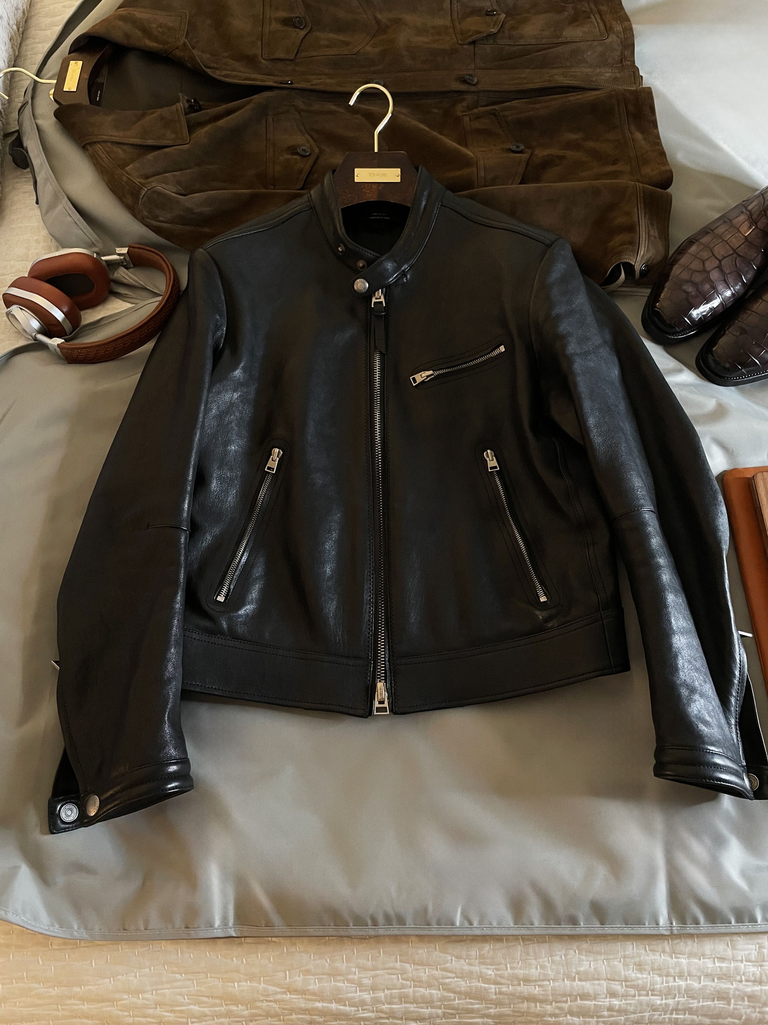 image of Ultimate Tom Ford Black Lambskin Cafe Racer, Men's (Size Medium)