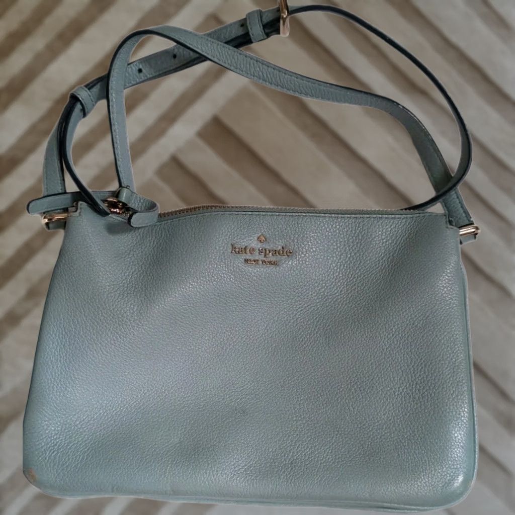 Vintage kate spade new york Bailey Leather Crossbody Purse Women's Small Blue Pebbles Zip Size ONE SIZE - 1 Thumbnail