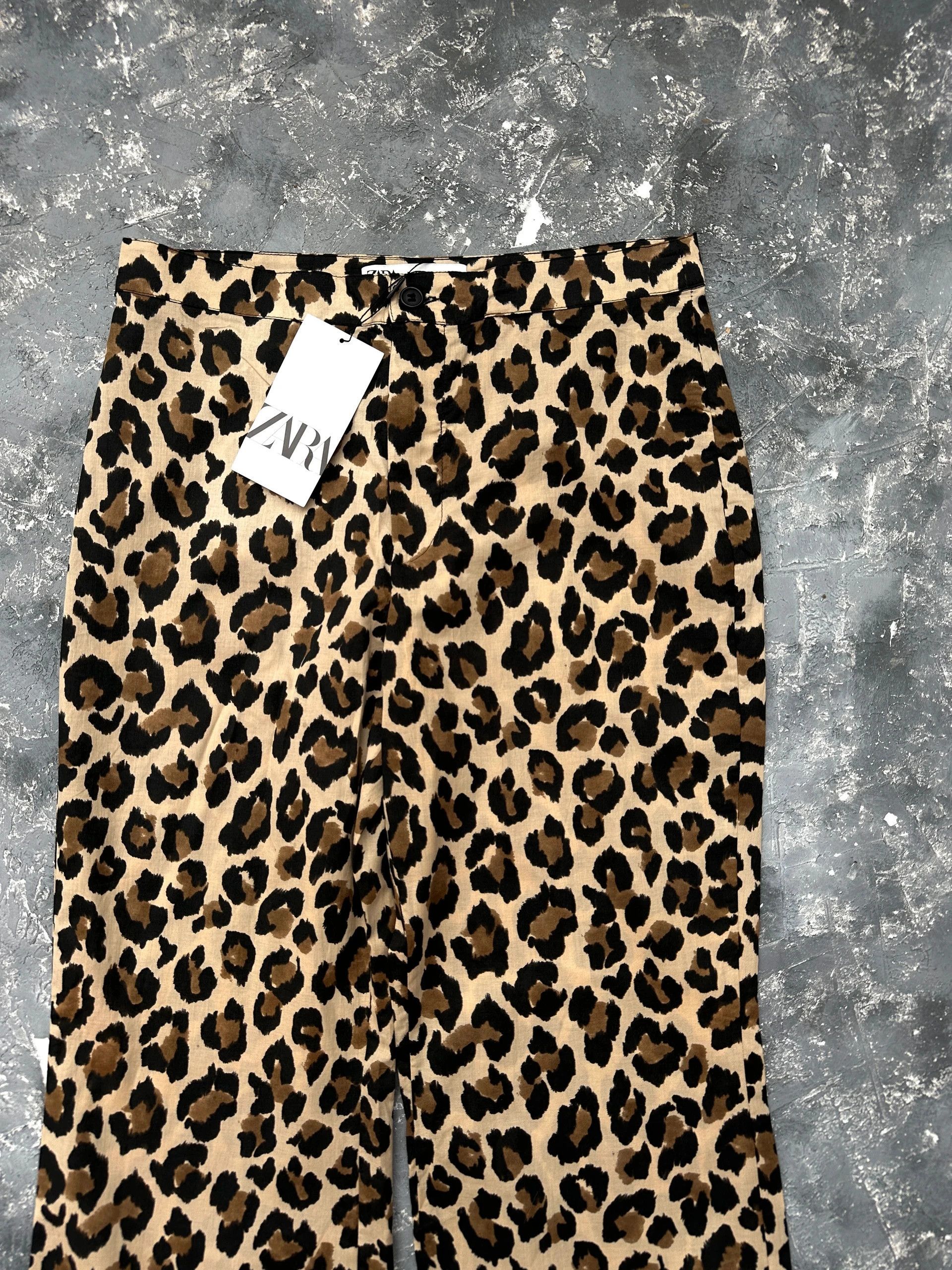 Zara zara leopard animal print flared low rise pants Size 28" / US 6 / IT 42 - 4 Thumbnail