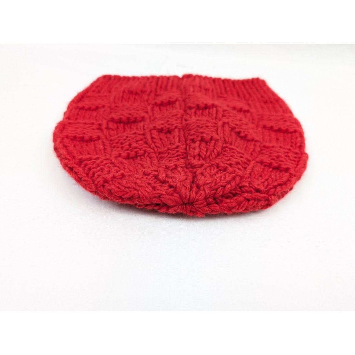 Bottega Veneta o1rshd1 Size: M / HandKnit Wool Square Beanie/Hat in Red Size ONE SIZE - 6 Thumbnail