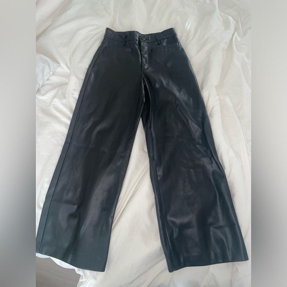 Zara Zara high waisted faux leather ZW marine straight pants Size 24" / US 00 / IT 34 - 5 Thumbnail