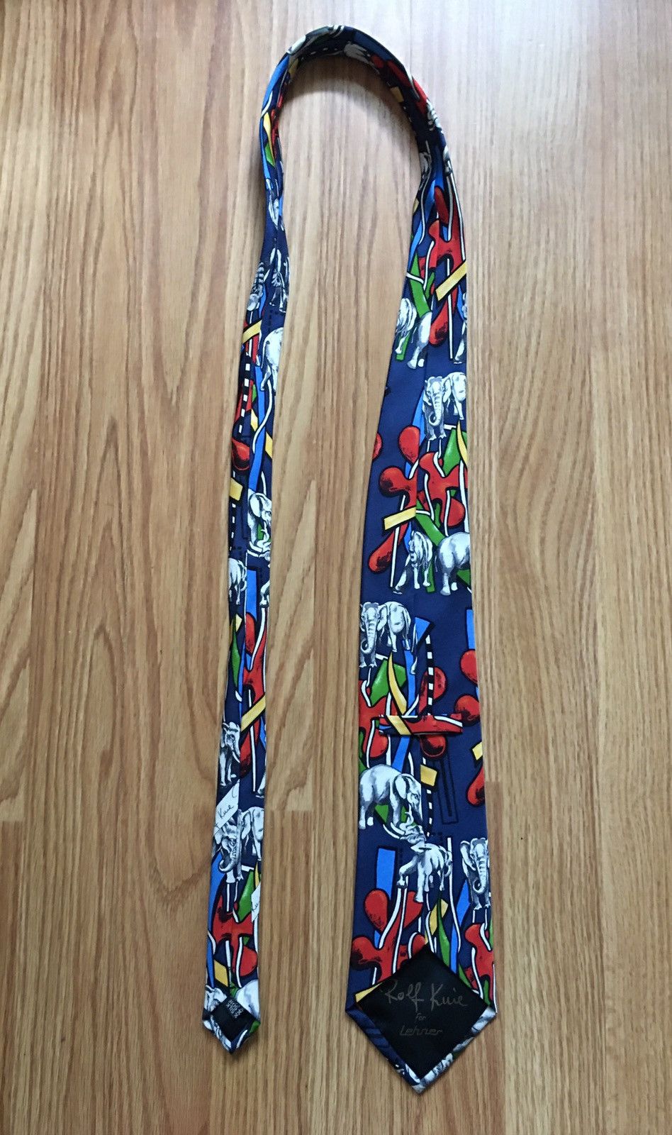 Designer Rolf Knie LEHNER Elephant Design Print Silk Mens Tie Size ONE SIZE - 8 Thumbnail