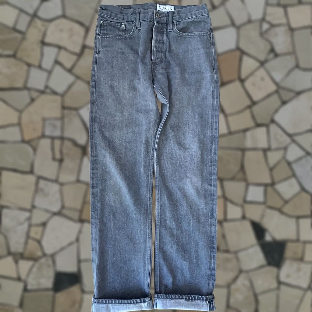 Gustin Gustin Jeans Gray Denim Selvedge Slim Fit Raw Button Fly Size 29x31 Finish Size US 29 - 1 Thumbnail