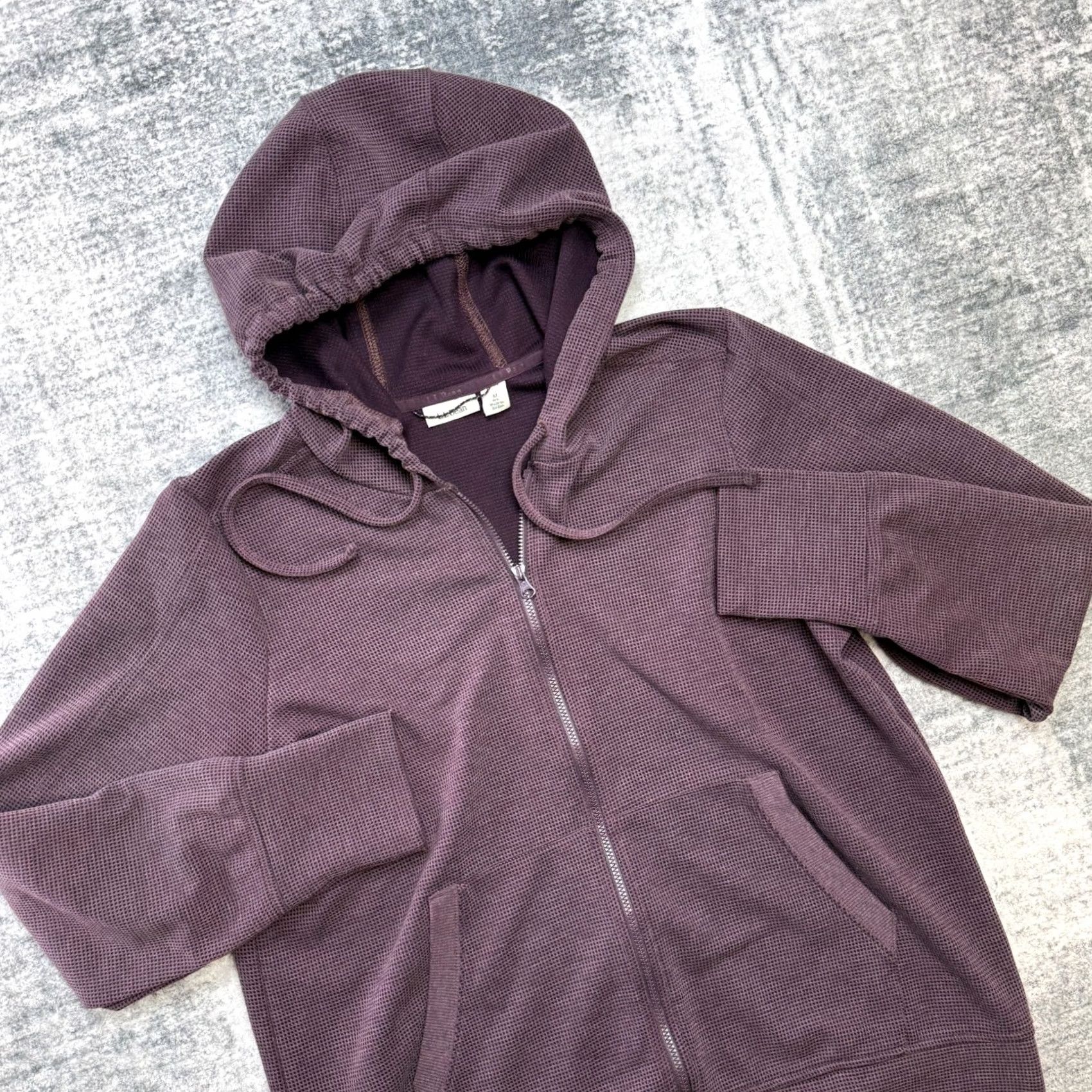 Vintage L.L. Bean Jacket Womens Medium Eggplant Mountainside Micro Waffle Hiking Full Zip Hooded Pockets Regular Fall Spring Summer Winter Size L / US 10 / IT 46 - 2 Thumbnail