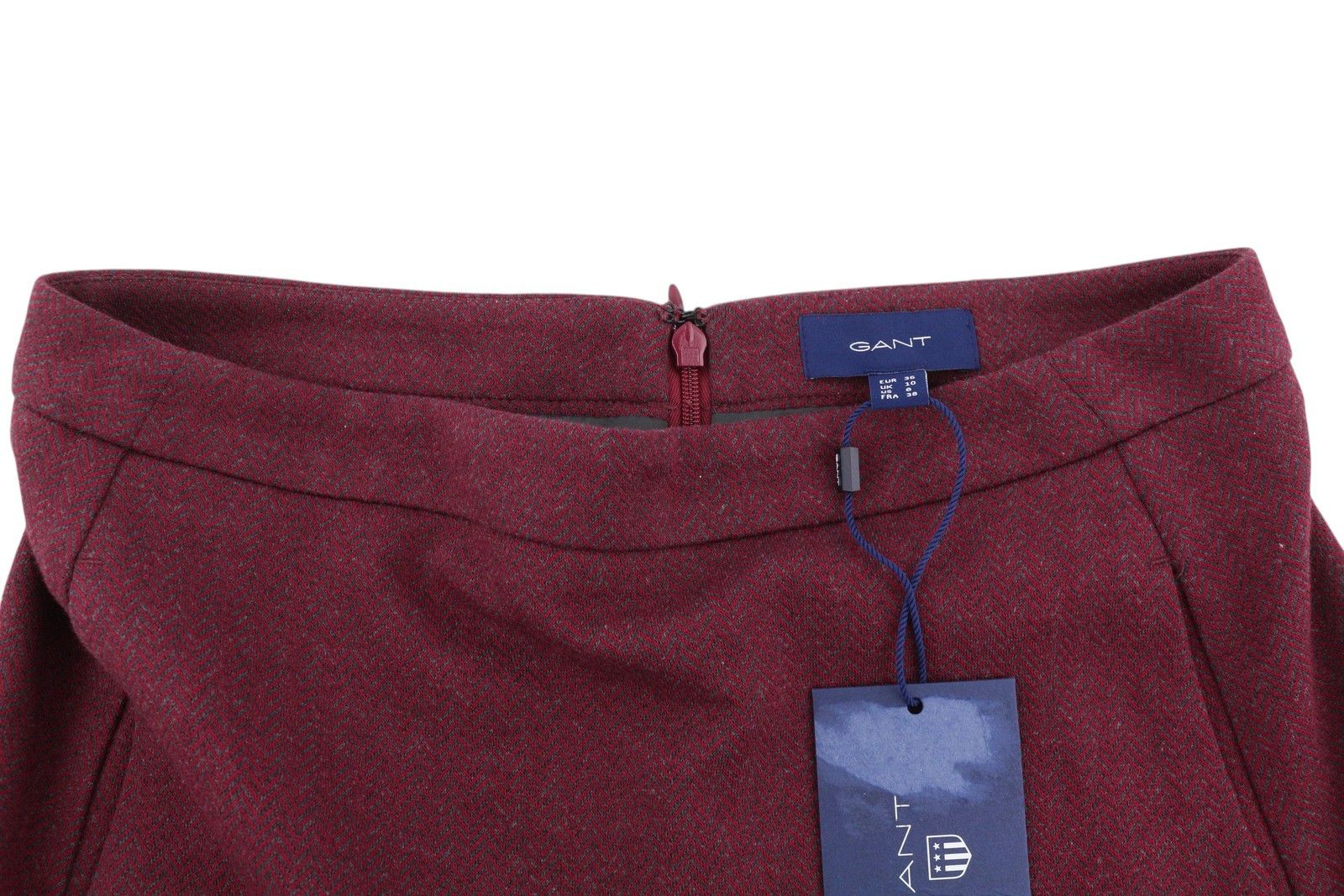 Gant HERRINGBONE JERSEY EU36 Burgundy Pockets Skirt 84931 Size 28" / US 6 / IT 42 - 4 Thumbnail