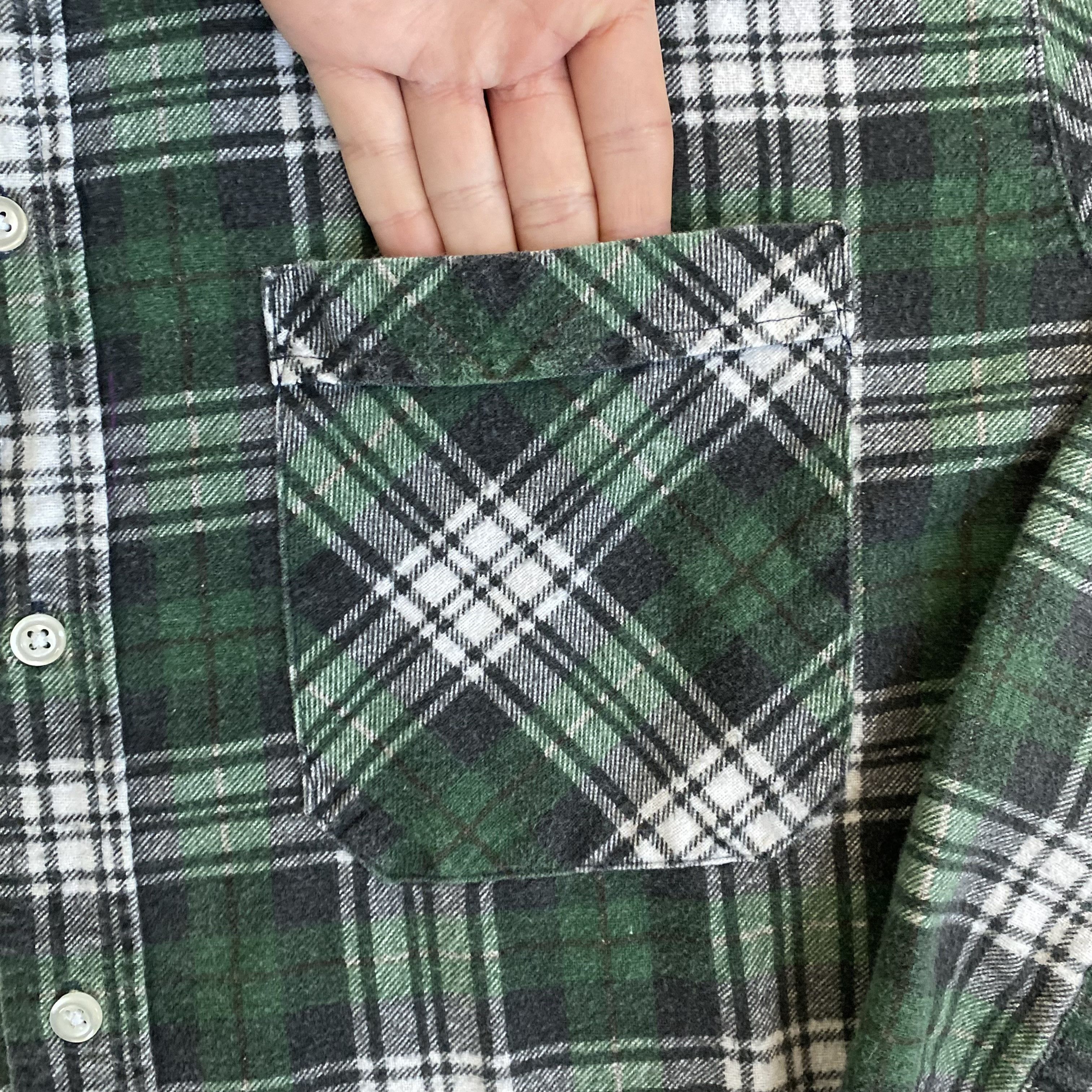 Vintage Vintage Green Plaid Botton Up Flannel Size US XL / EU 56 / 4 - 3 Thumbnail