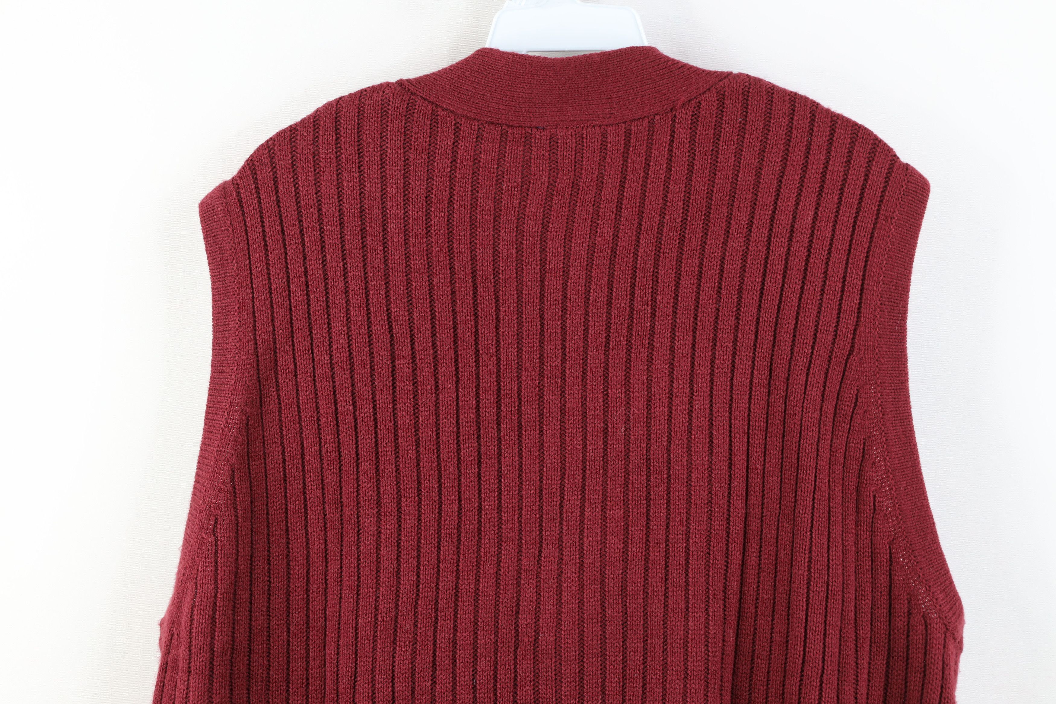 Vintage Vintage 90s Streetwear Cable Knit Fisherman Sweater Vest Red Size US L / EU 52-54 / 3 - 9 Thumbnail