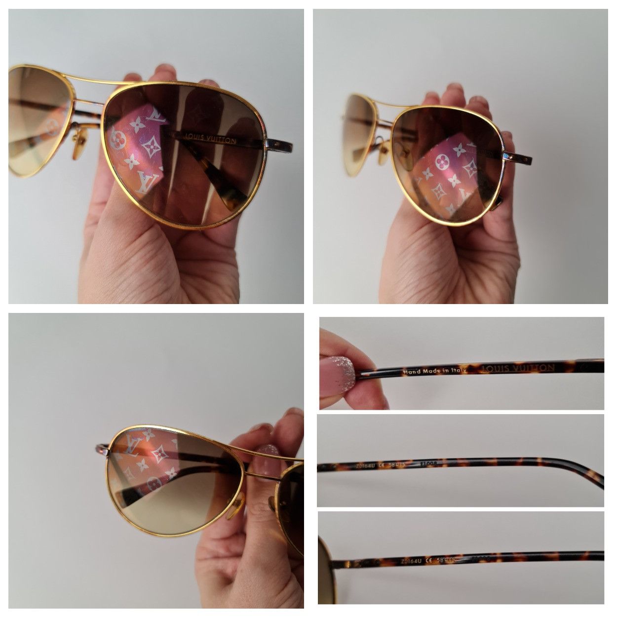 Louis Vuitton Louis Vuitton Goldtone Monogram Pilote Sunglasses Size ONE SIZE - 19 Thumbnail