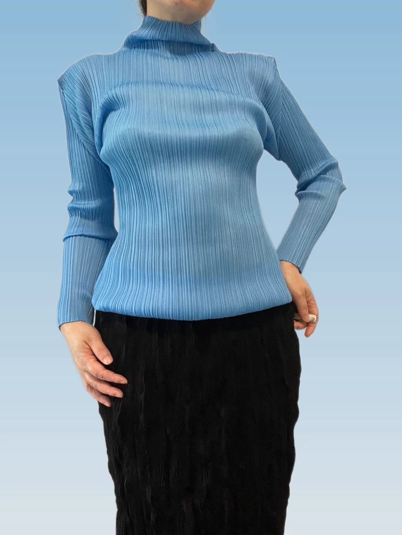 Issey Miyake Issey Miyake size:3 Blue pleated right-shoulder long-sleev Size XS / US 0-2 / IT 36-38 - 3 Thumbnail