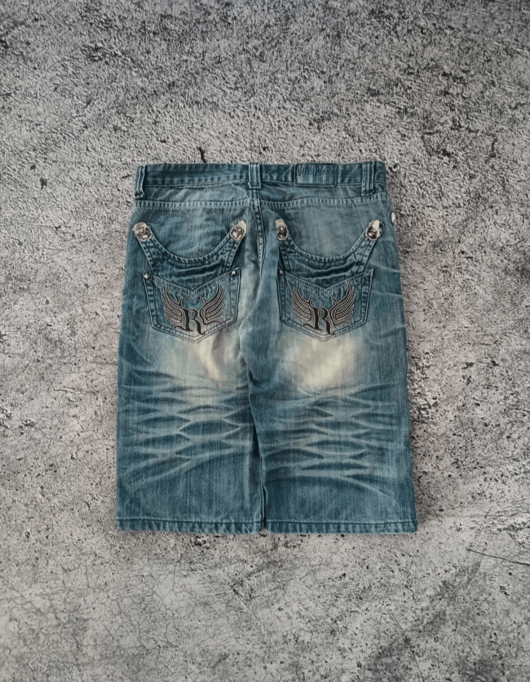 Affliction × Vintage Crazy Y2K Affliction Cross Denim Shorts Size US 34 / EU 50 - 1 Thumbnail