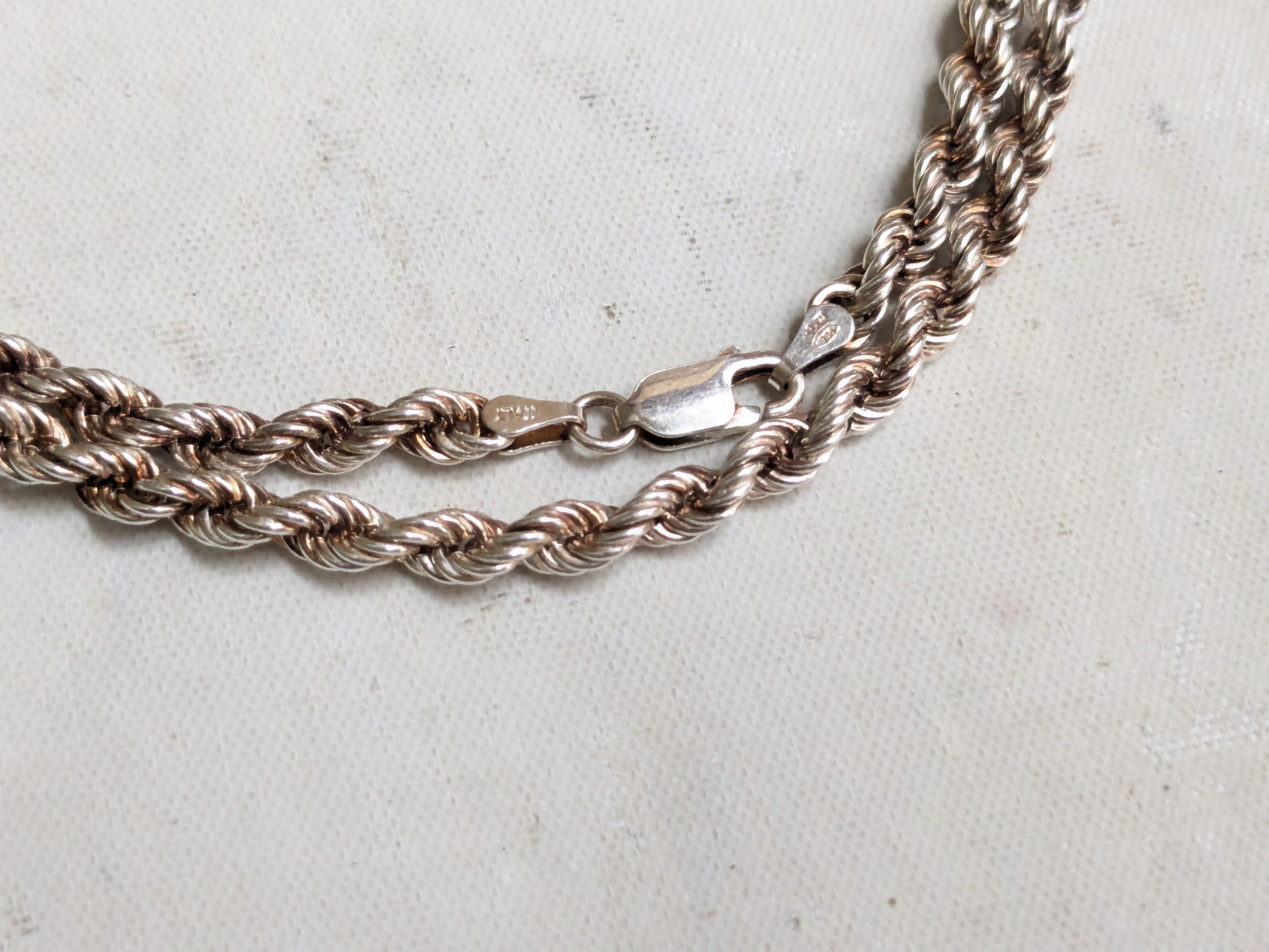 Jewelry Milor Sterling Silver Rope Necklace Twist 24" Size ONE SIZE - 2 Thumbnail
