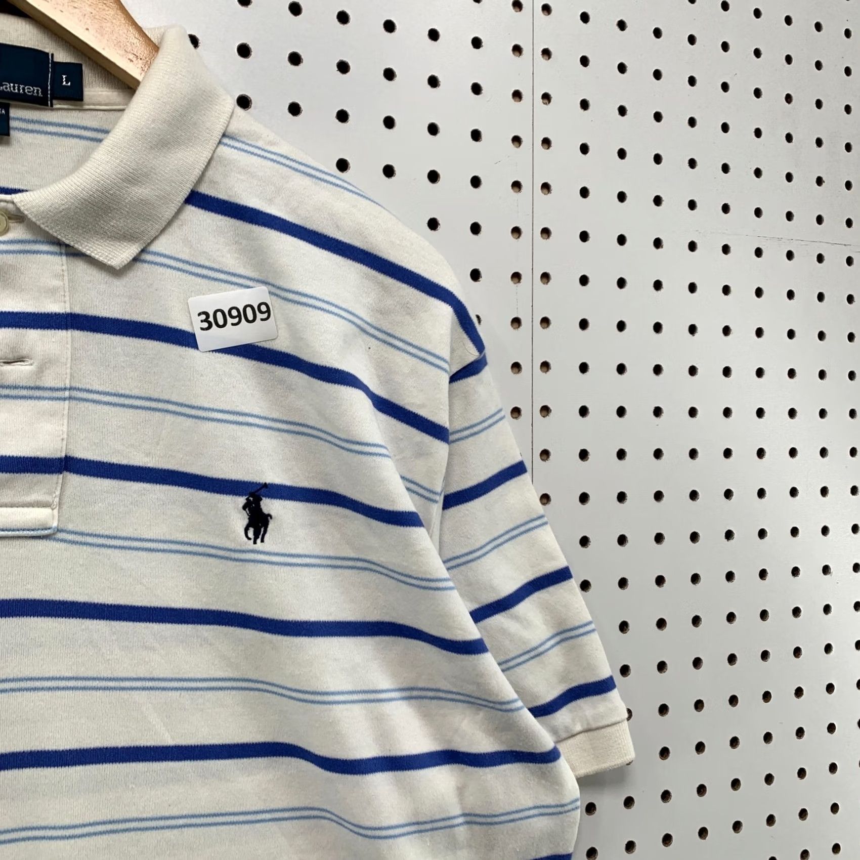 Polo Ralph Lauren Vintage Polo Ralph Lauren Shirt Mens Large White Blue Striped Pony Casual 24X30 Size US L / EU 52-54 / 3 - 7 Thumbnail
