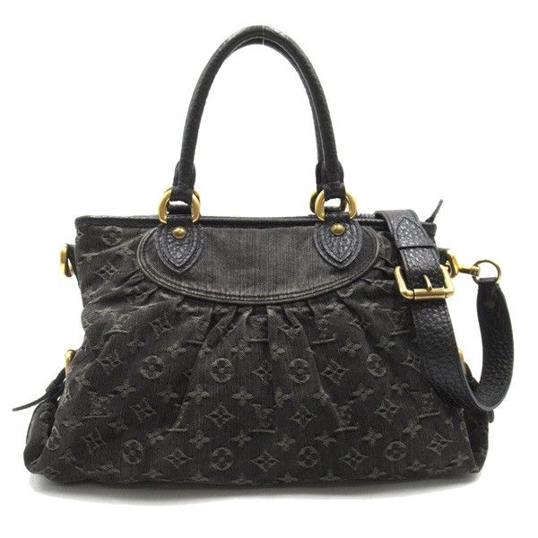 image of Louis Vuitton Monogram Denim Neo Cabby Mm in Black, Women's
