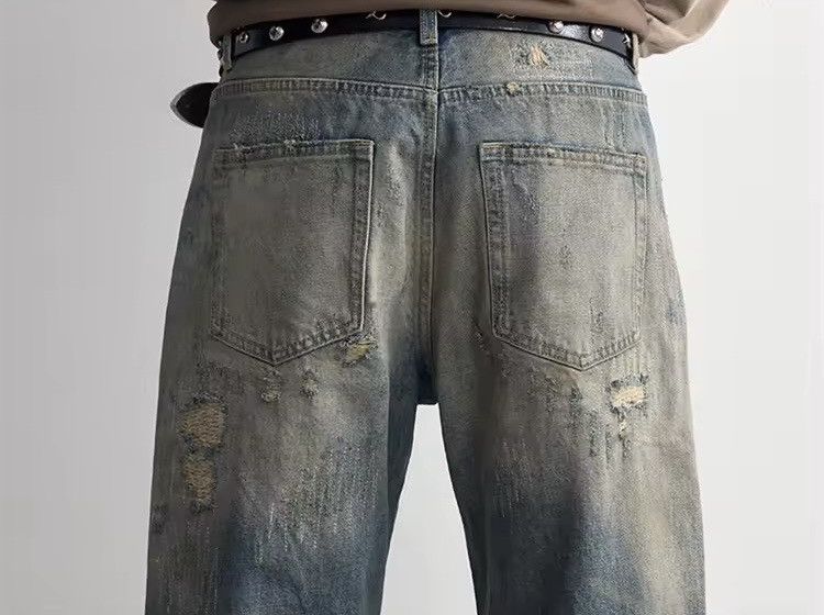 Jean Ripped Distressed Designer Y2k Straight Vintage Style Jeans Size US 31 - 6 Thumbnail