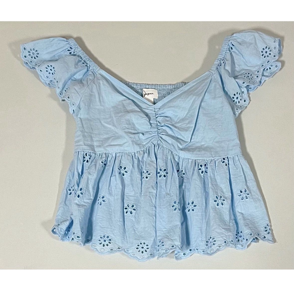Japan Blue Japna Blue Eyelet Floral Babydoll Shirt Top Blouse Size S 🩵 Size S / US 4 / IT 40 - 1 Thumbnail