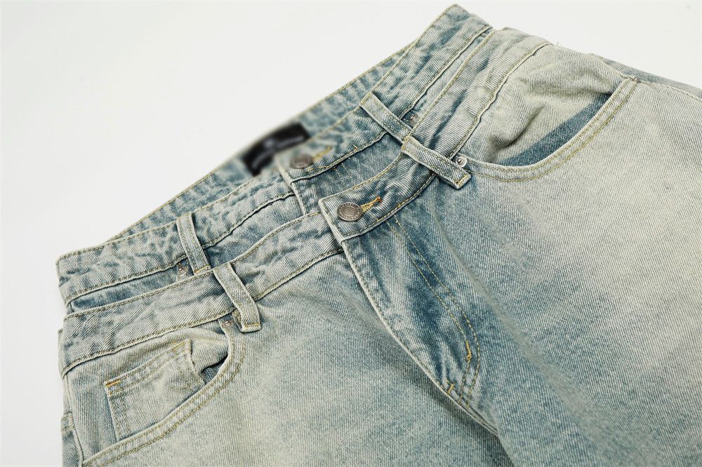 Jean Men's punk washed distressed scimitar two-piece jeans Size US 32 / EU 48 - 3 Thumbnail