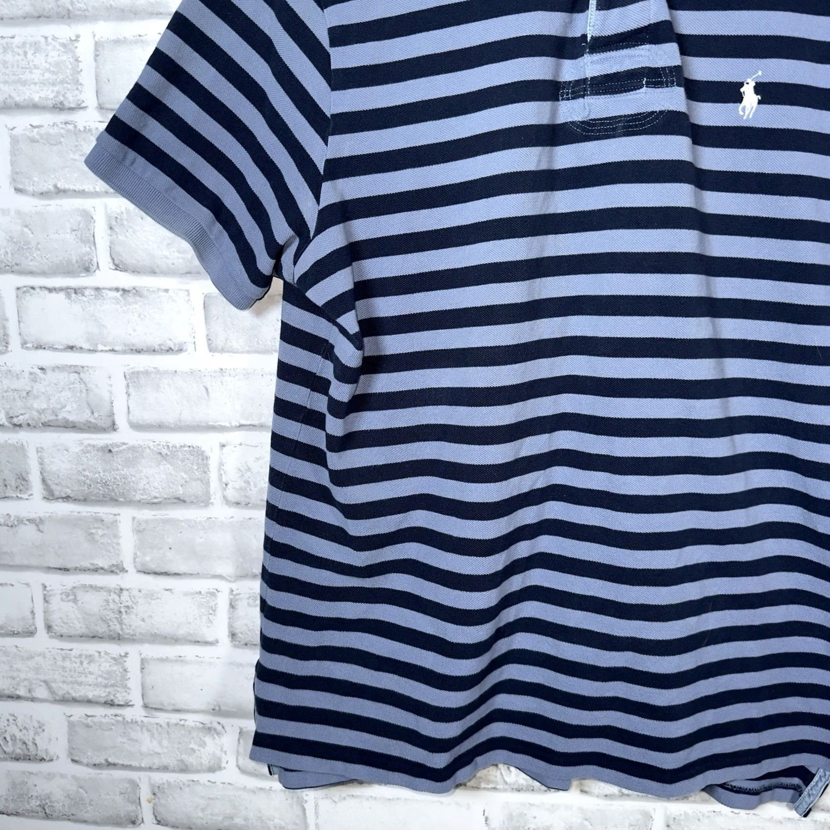 Polo Ralph Lauren Polo Ralph Lauren Polo Shirt Striped Blue XL Mens Custom Fit Shirt Size US XL / EU 56 / 4 - 3 Thumbnail