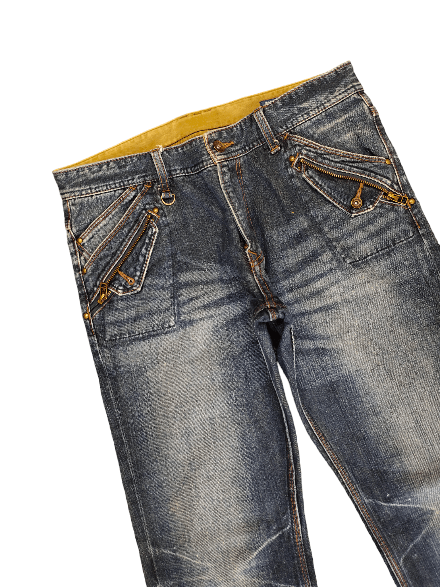 If Six Was Nine Flare Jeans Semantic Design Clawmark Faded Denim Bootcut Y2k Size US 32 / EU 48 - 5 Thumbnail