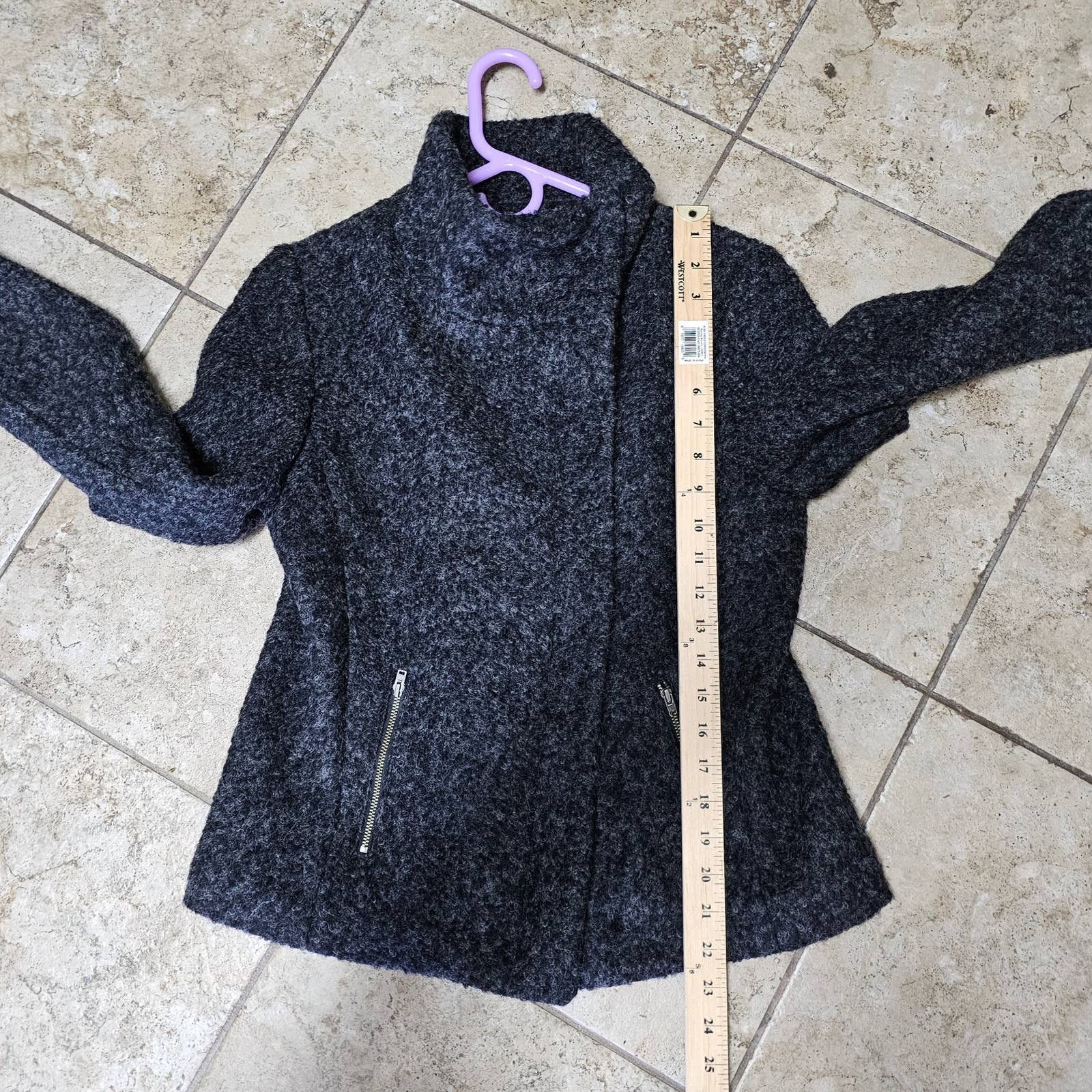 Loft Womens Loft Wool Blend Moto Jacket Black/Gray Size 6 Size M / US 6-8 / IT 42-44 - 7 Thumbnail