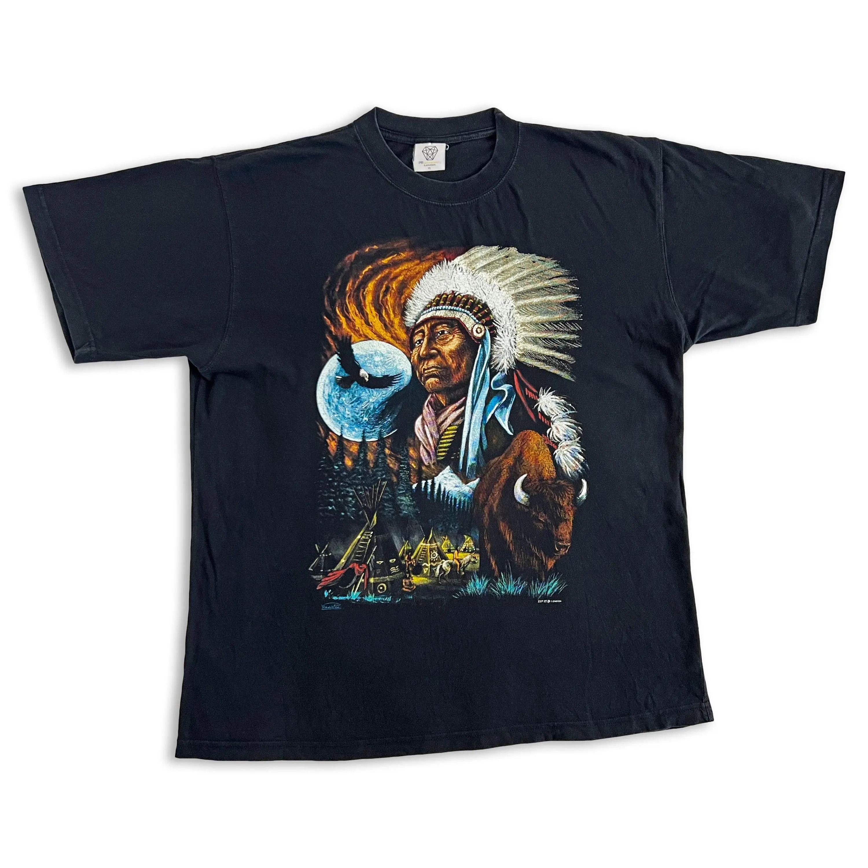Vintage Vintage 90s NATIVE AMERICAN T shirt Chief Tribe Tee Nature Size US XL / EU 56 / 4 - 2 Thumbnail