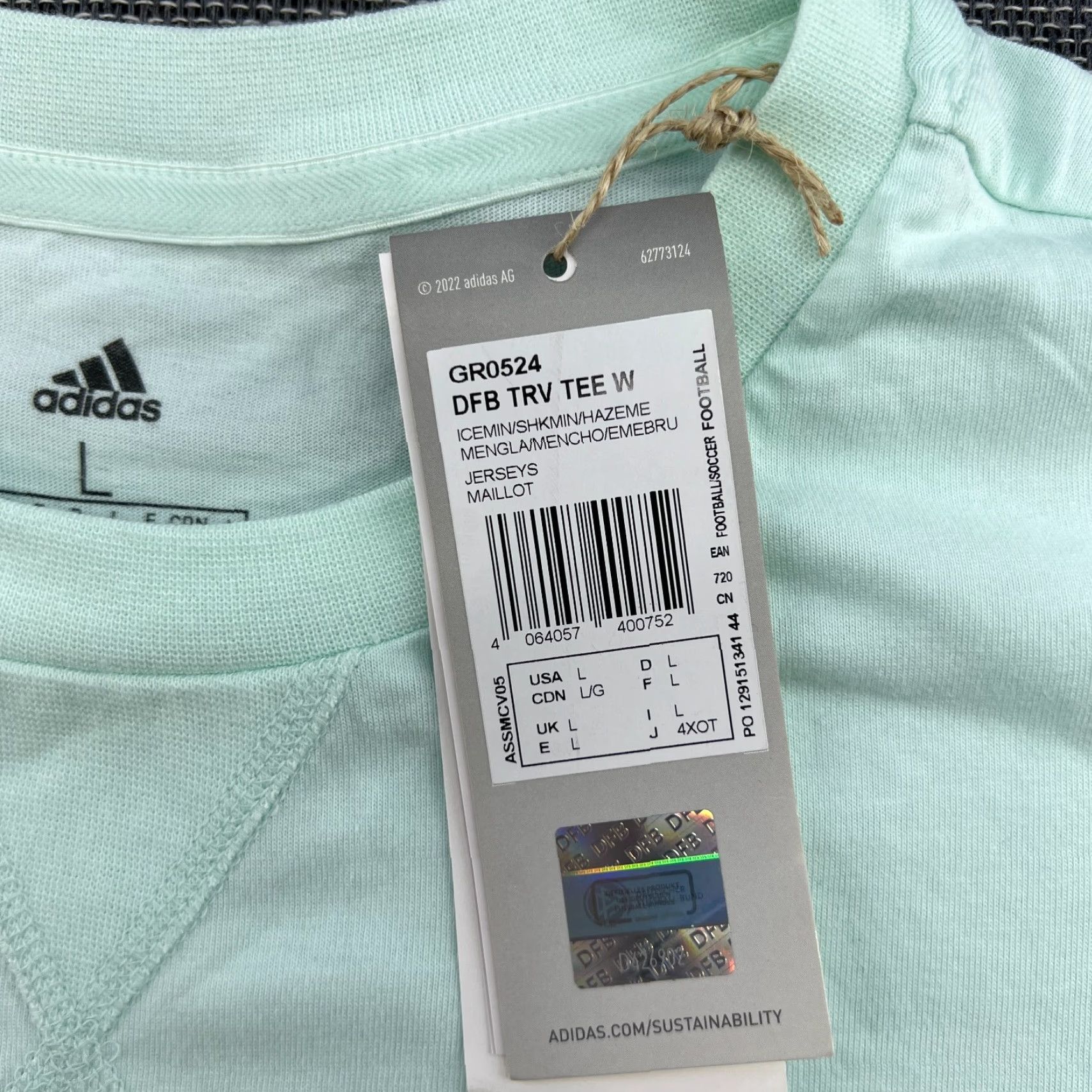 Adidas Germany 2022 Womens T-Shirt Large Football Adidas Teal V Neck DBF Soccer Ladies Size L / US 10 / IT 46 - 5 Thumbnail