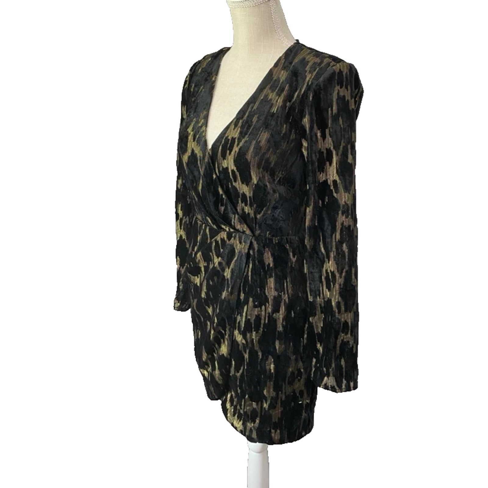 Other BARDOT AERIELA BLACK VELVET GOLD METALLIC WRAP DRESS 10 Size L / US 10 / IT 46 - 3 Thumbnail