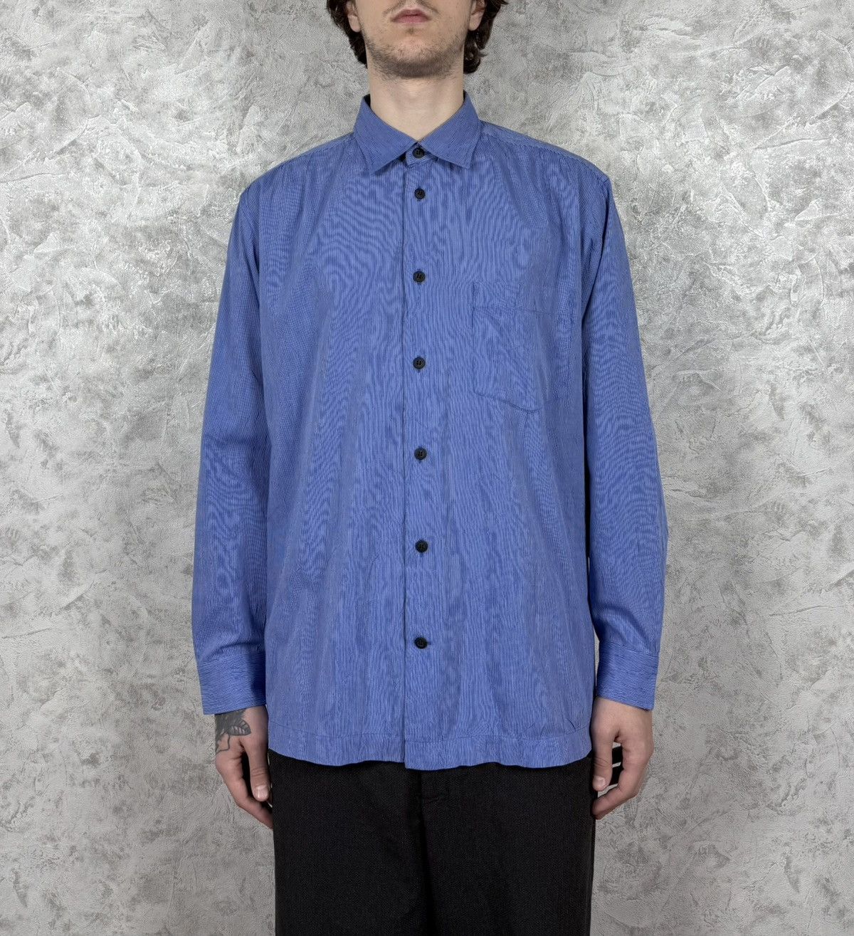 Issey Miyake Vintage Issey Miyake Men Cotton Polyester Striped Shirt Size US XL / EU 56 / 4 - 1 Thumbnail