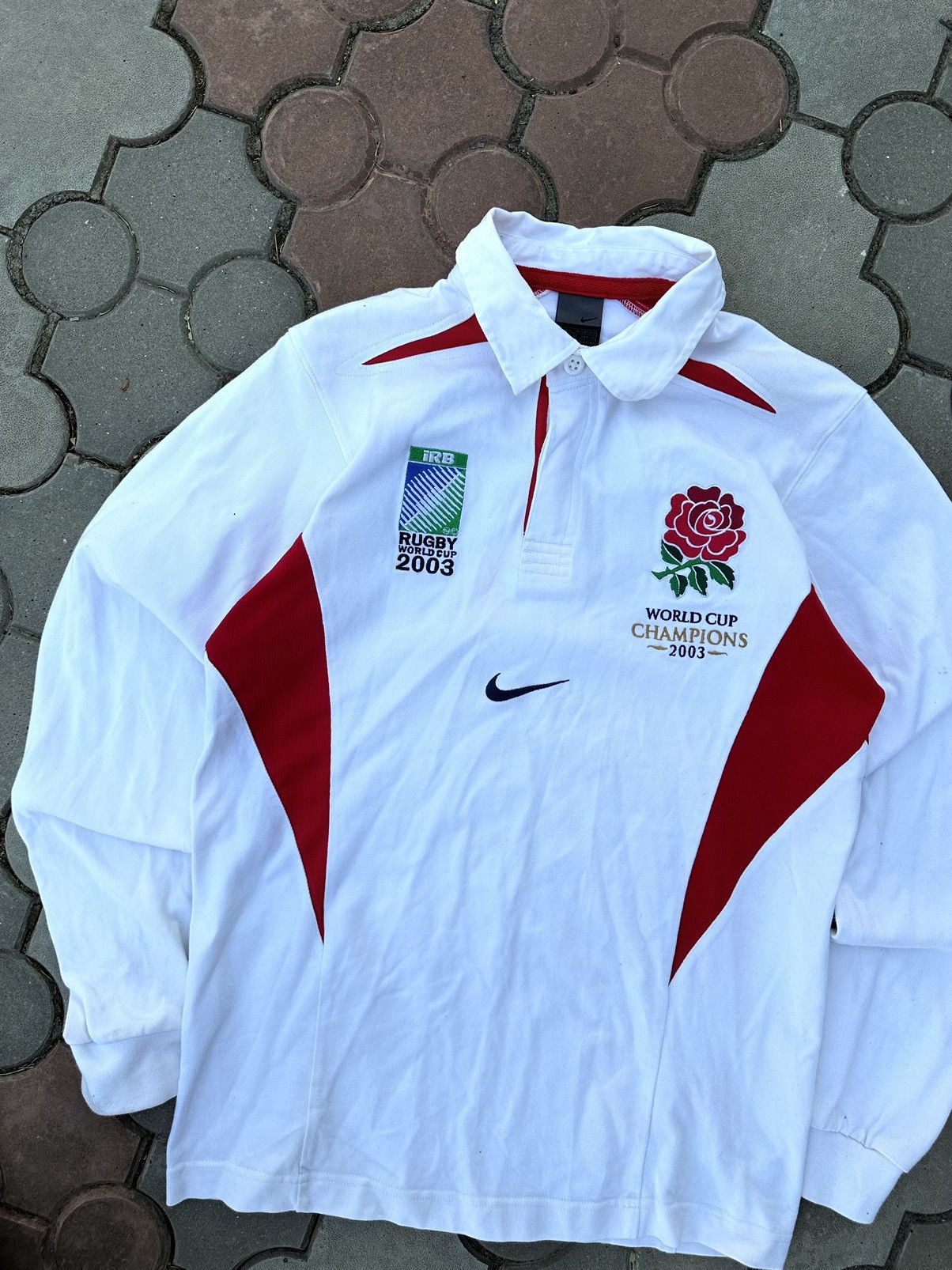 Nike × Vintage Vintage Nike Center Swoosh Rugby Tee Shirt Y2K Size US S / EU 44-46 / 1 - 3 Thumbnail