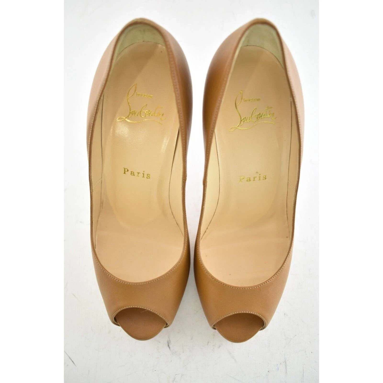 Christian Louboutin Christian Louboutin New Very Prive 120 Caramel Brown Leather Size US 10 / IT 40 - 8 Thumbnail