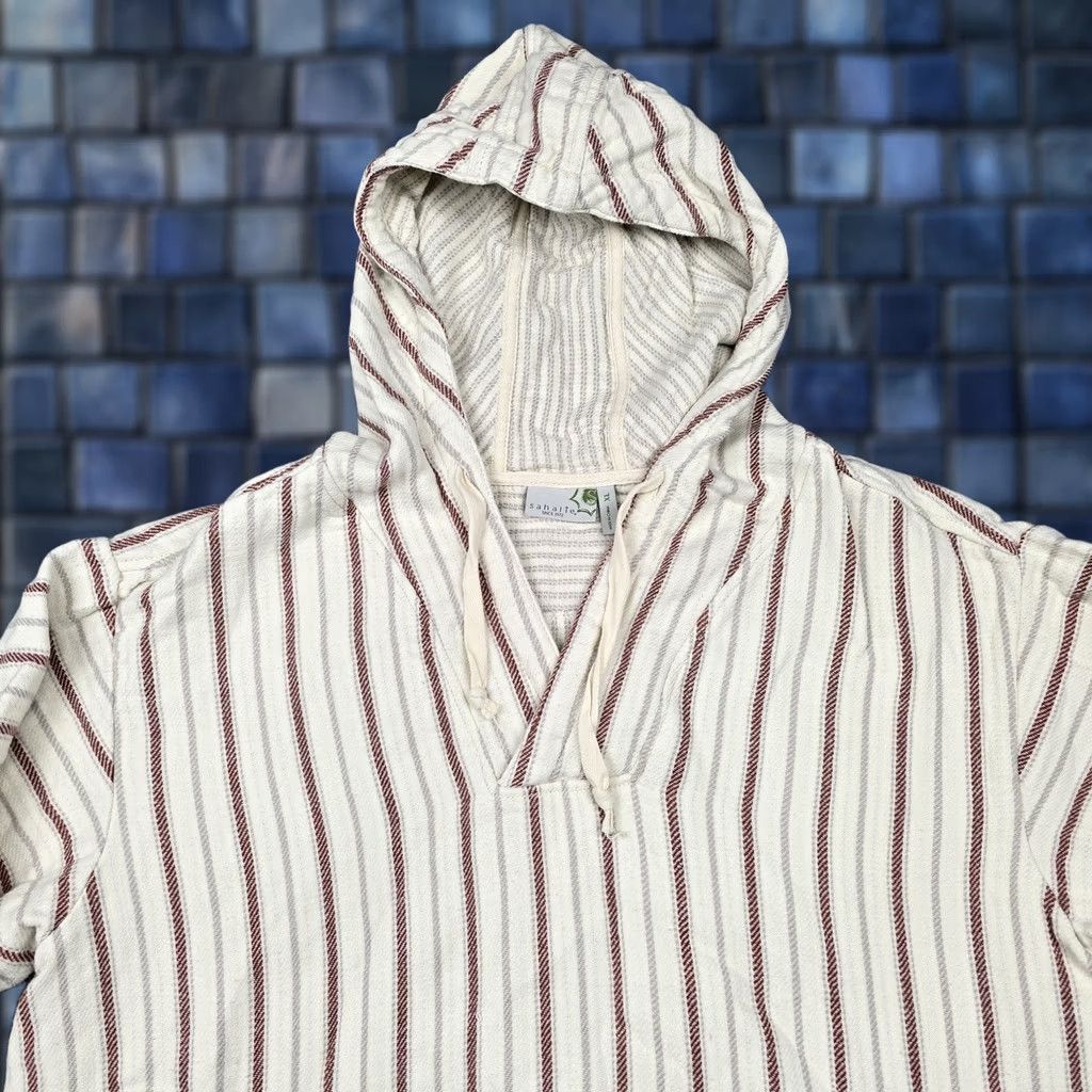 Vintage Sahalie Hoodie Mens XL White Striped Knit Cotton Baja Pullover Pockets Casual Size US XL / EU 56 / 4 - 1 Thumbnail
