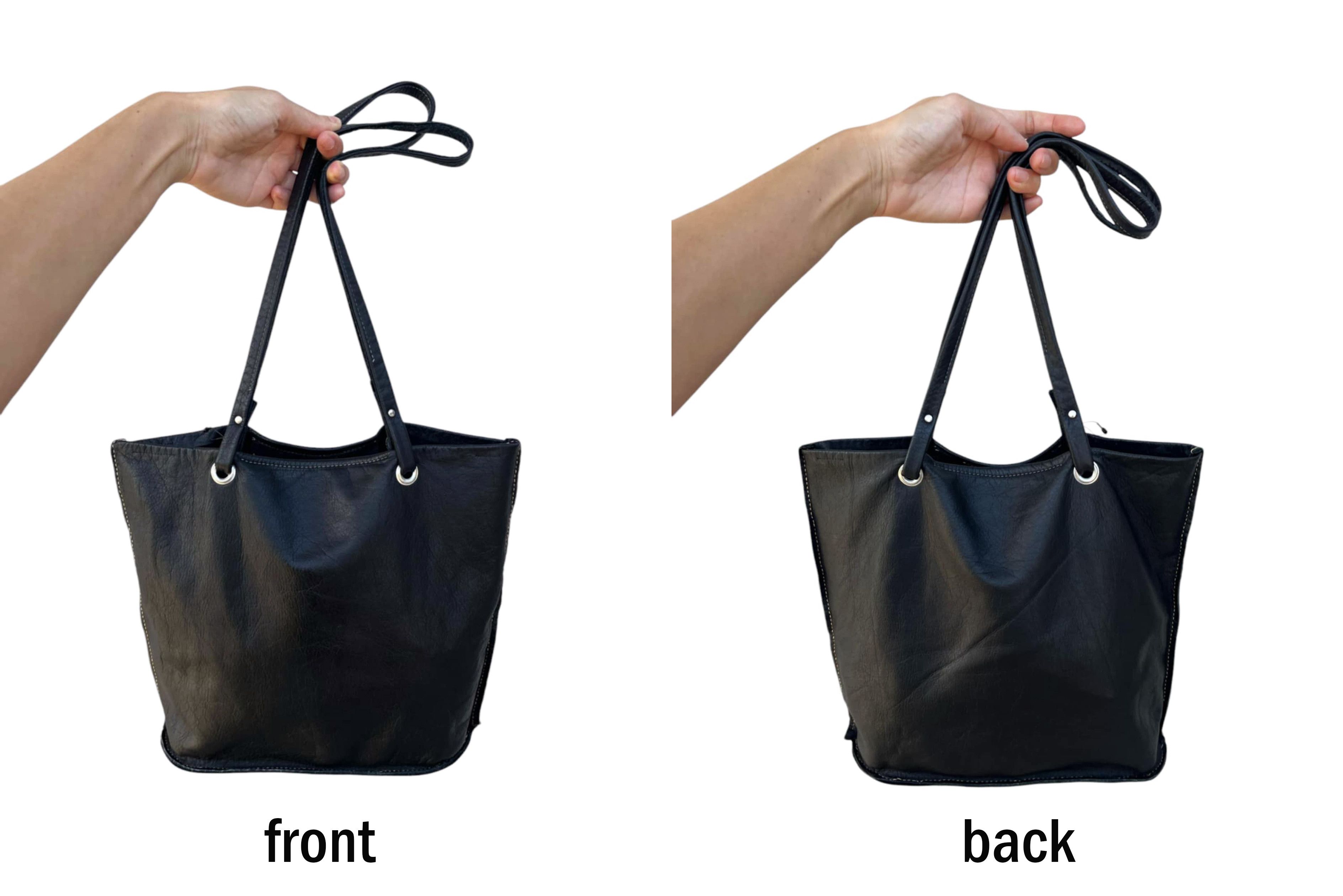 Vintage Light Weight handmade black genuine leather shoulder bag Size ONE SIZE - 9 Thumbnail