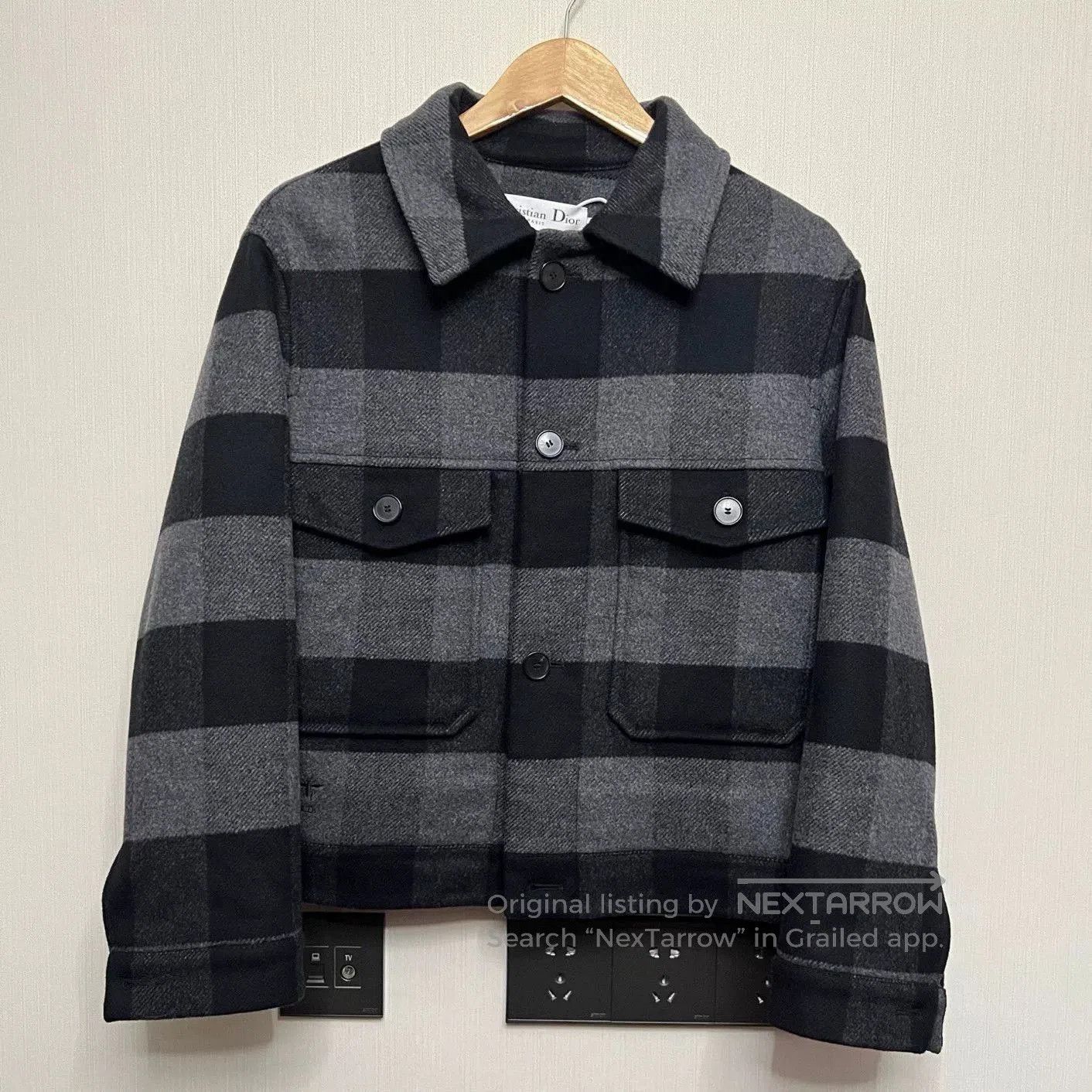 Dior Dior Wool Black Gray Plaid Coat. Size US M / EU 48-50 / 2 - 1 Thumbnail