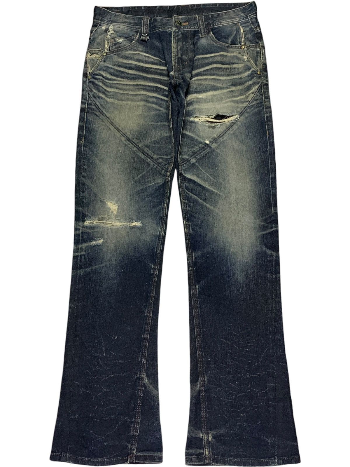 Japanese Brand Vintage Japanese Brand Rusty Mud Wash 9 Pocket Bootcut Jeans Size US 32 / EU 48 - 1 Thumbnail