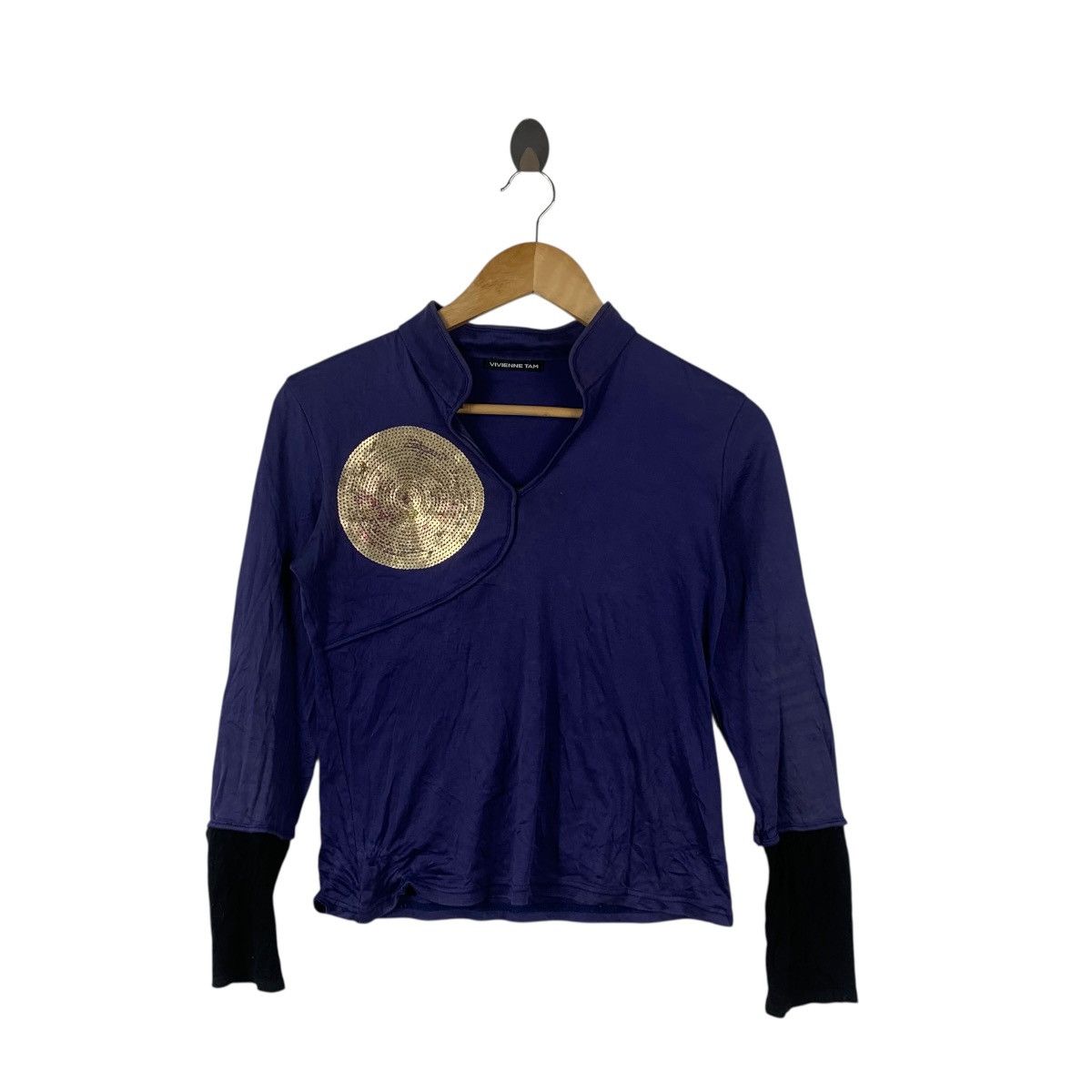 Vivienne Tam Vintage VIVIENNE TAM NEW YORK Sequinned Blouse Tee Shirt Top Size XS / US 0-2 / IT 36-38 - 4 Thumbnail