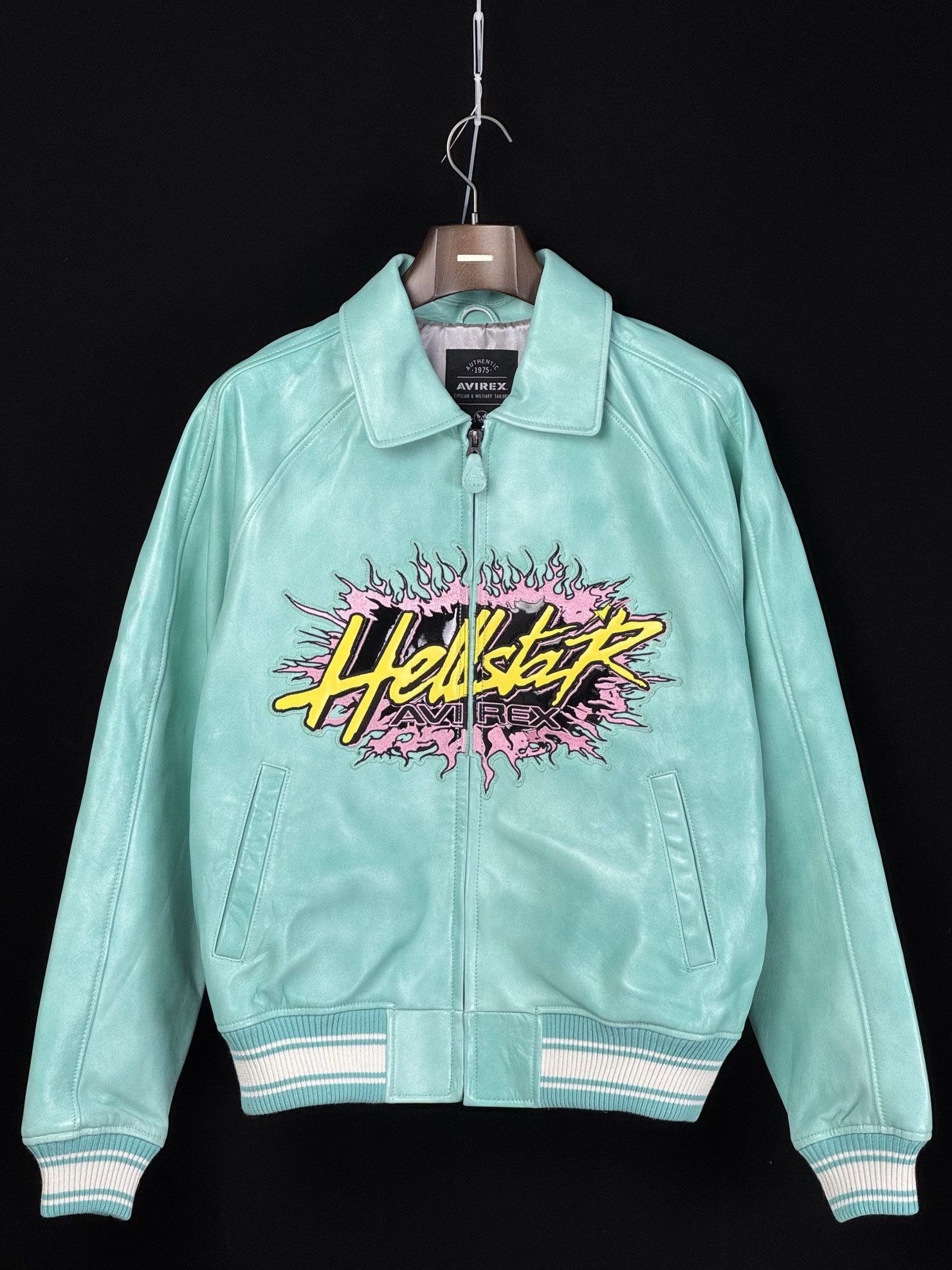 Avirex × HELLSTAR AVIREX X HELLSTAR Leather JACKET TURQUOISE Size US L / EU 52-54 / 3 - 6 Thumbnail