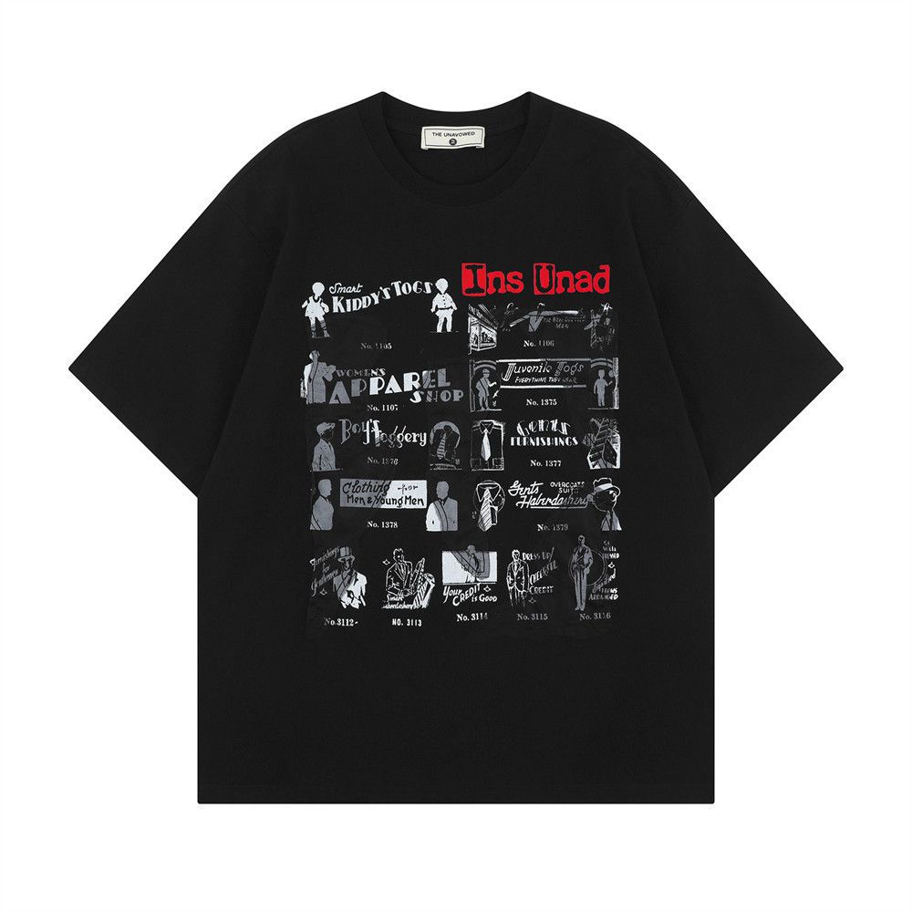 Vintage American retro men's street loose graffiti print T-shirt Size US M / EU 48-50 / 2 - 1 Thumbnail