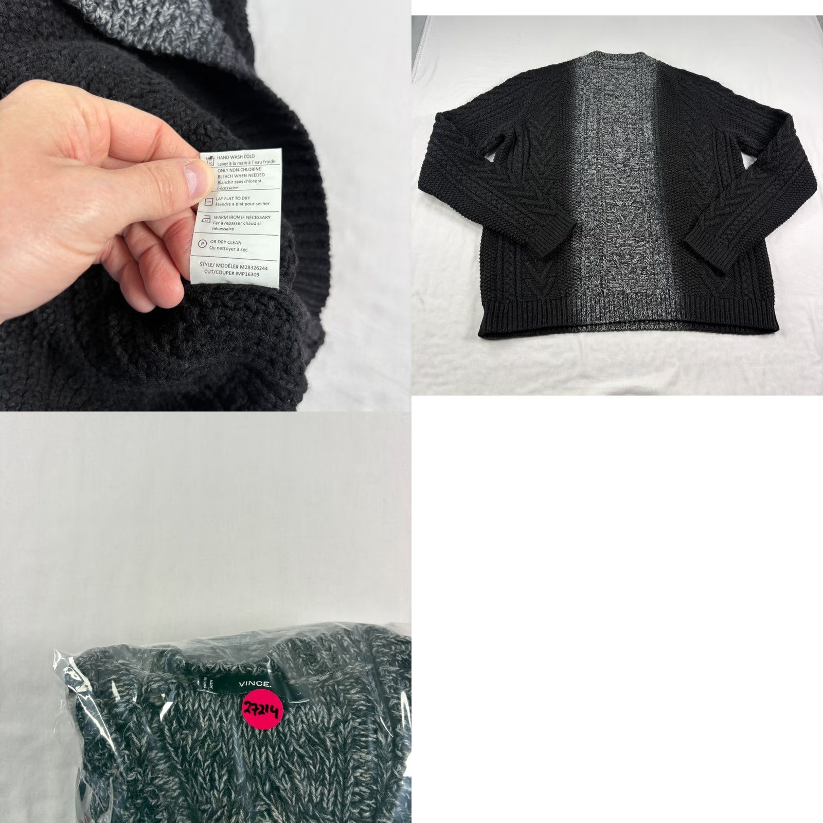 Vince Vince Sweater Mens Large Black Cable-Knit Wool Cashmere Pullover Size US L / EU 52-54 / 3 - 8 Thumbnail