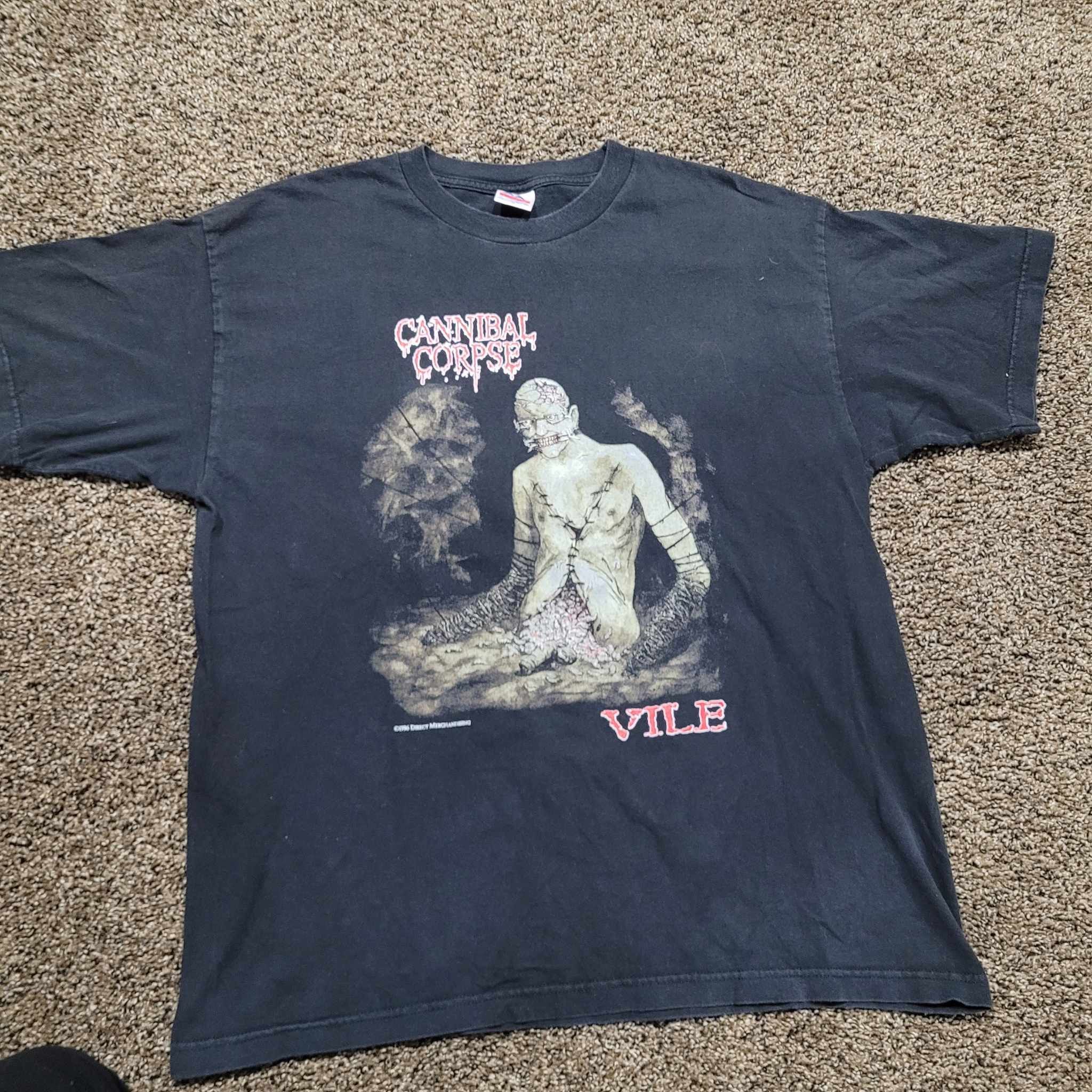 image of Band Tees x Vintage Cannibal Corpse Vintage Vile 1996 Tour Shirt in Black, Men's (Size XL)