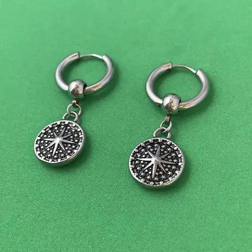 VIBE 925 Silver Plated Sun Dangle Drop Earrings for Men Women Size ONE SIZE - 2 Thumbnail