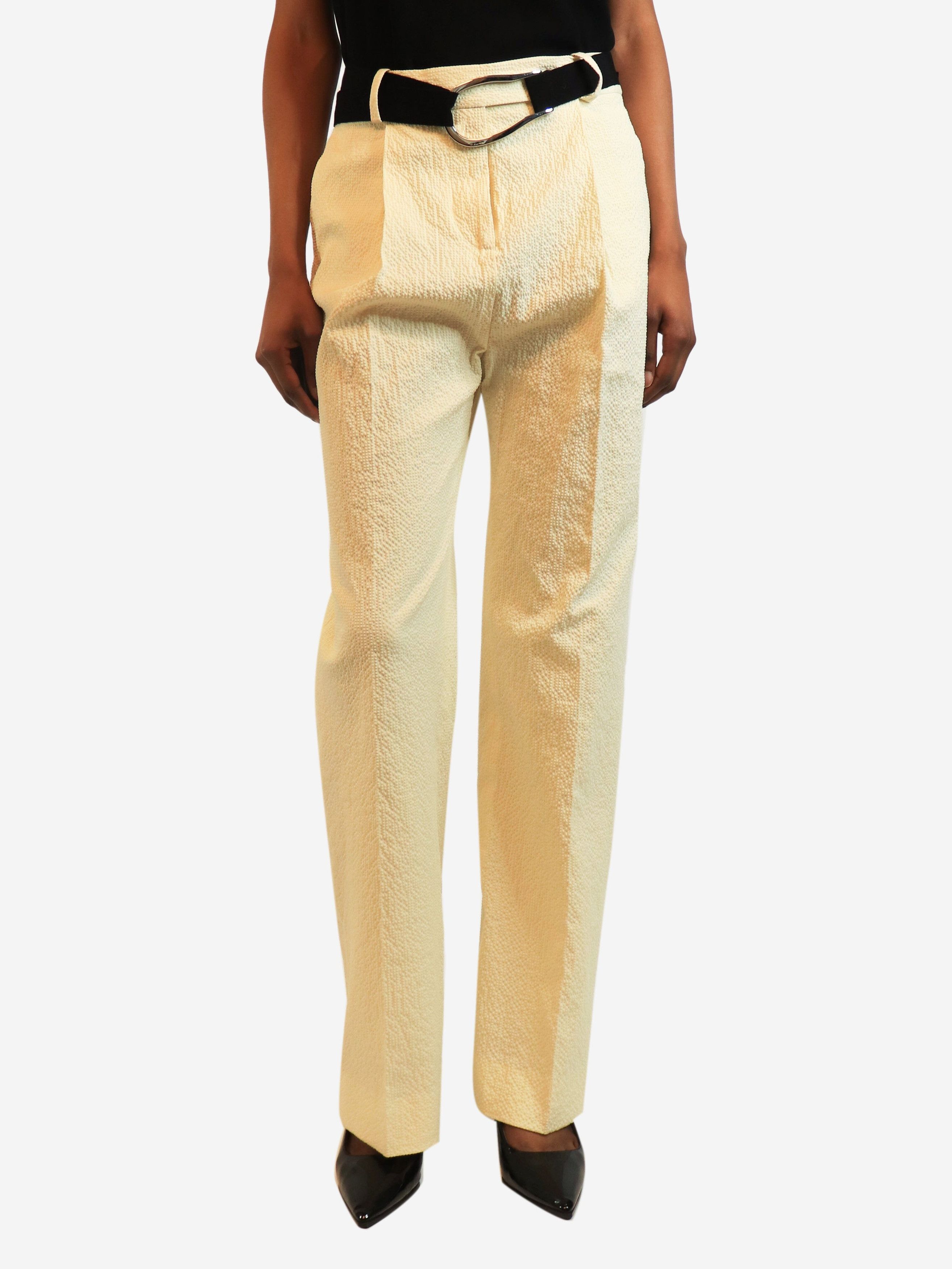 Other Cream belted seersucker trousers - UK 8 Size 27" / US 4 / IT 40 - 1 Thumbnail